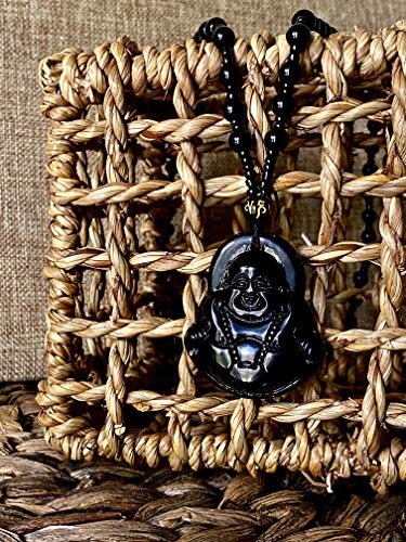 Real Laughing Buddha Black Jade Stabilized Turquoise Bodhisattva Amulet Talisman Pendant 24" Bead Necklace Carved Long Large Boho Chain Genuine Certified Grade A Jadeite Hand Crafted, Jade Medallion4