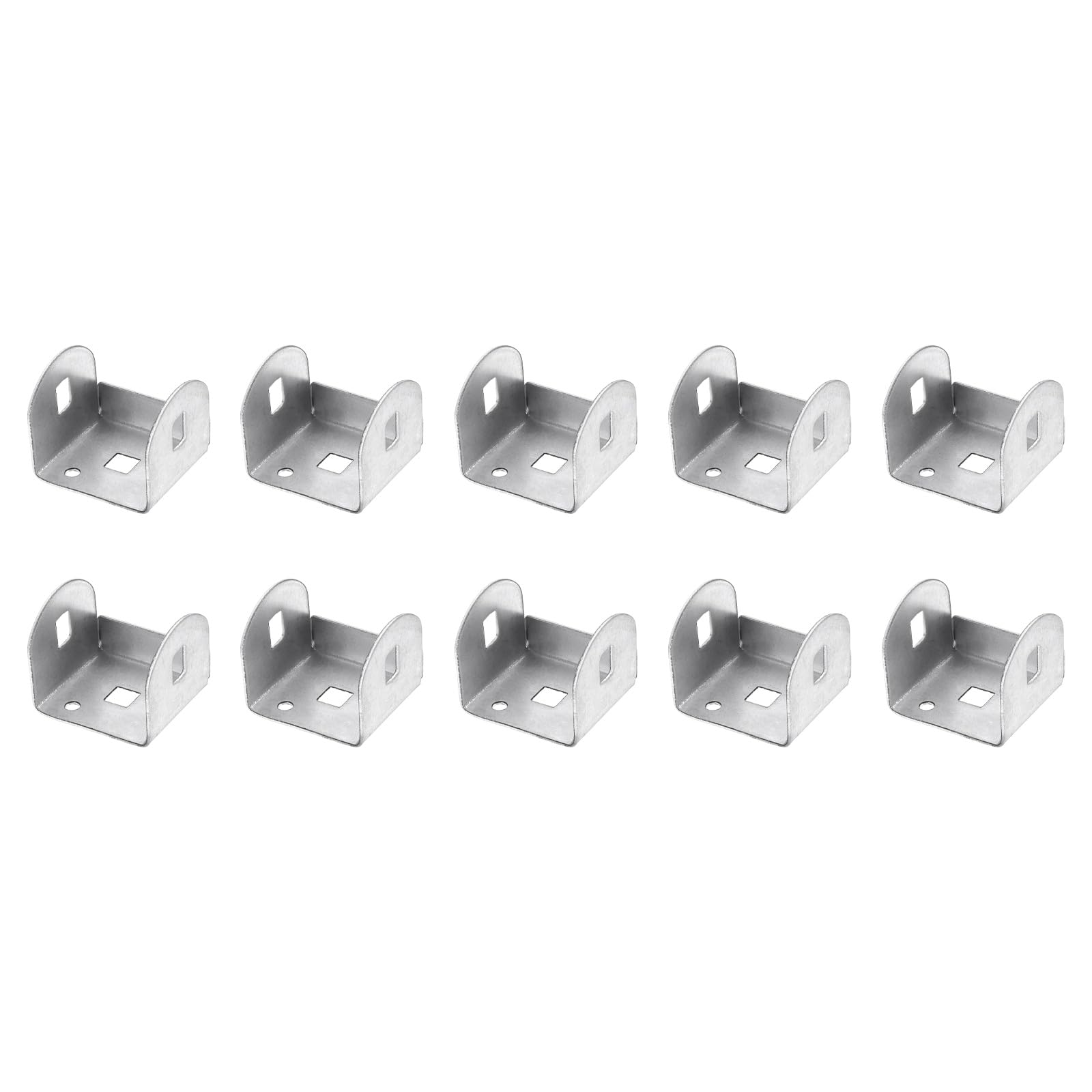 sourcing map 10 Pcs U Bracket for 1.63" Panels, 42 x 45 x 36mm Metal U Shaped Fasteners Brackets for Guardrail or Partitions Connection, Silver
