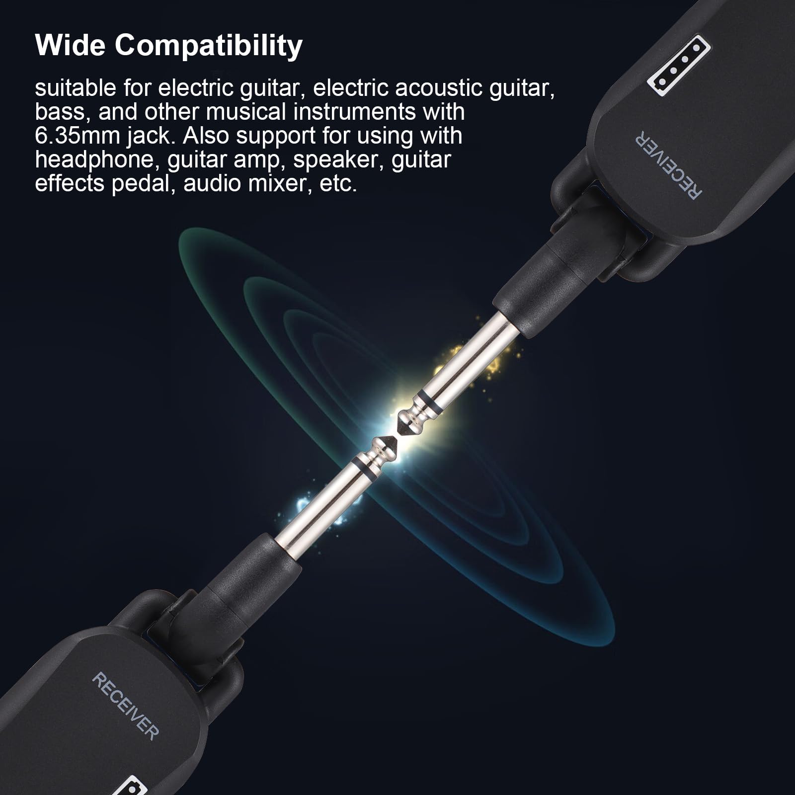 Système de transmission, système sans fil professionnel sans fil 2,4 G pour guitare, basse, émetteur-récepteur rechargeable audio portable TX&RX pour guitare électrique basse