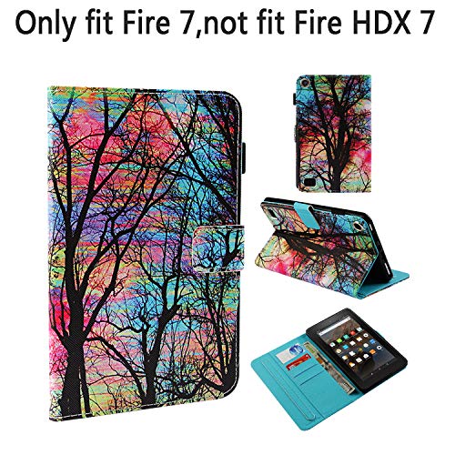 Fire 7 Case -TiKeDa Leather Smart Case Cover with Auto Wake/Sleep for Amazon Fire 7 Tablet (Only fit For Fire 7 2015/2017/2019 Release,5th/7th/9th Generation）
