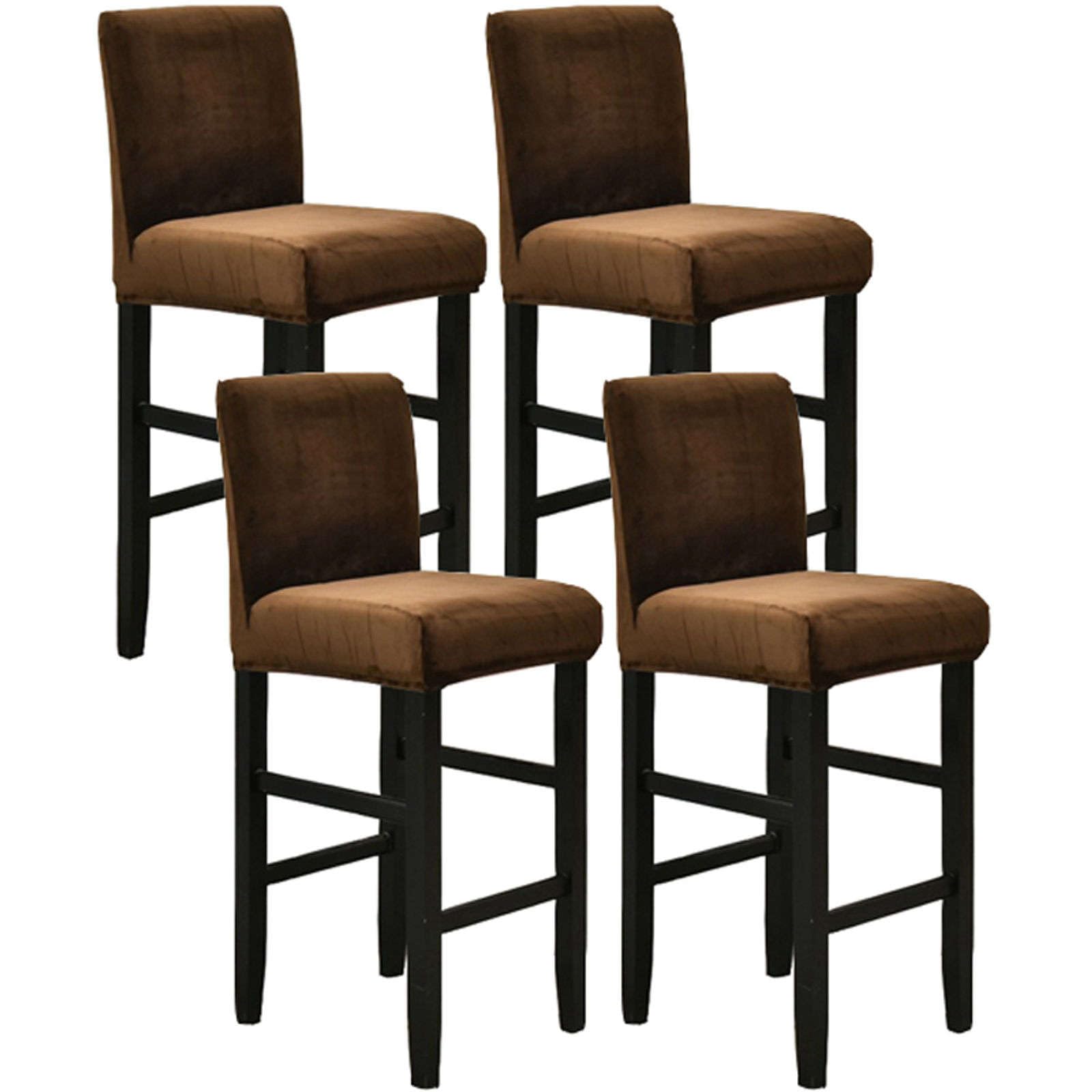Housses de tabouret de bar en velours beige | Lot de 2 protections extensibles