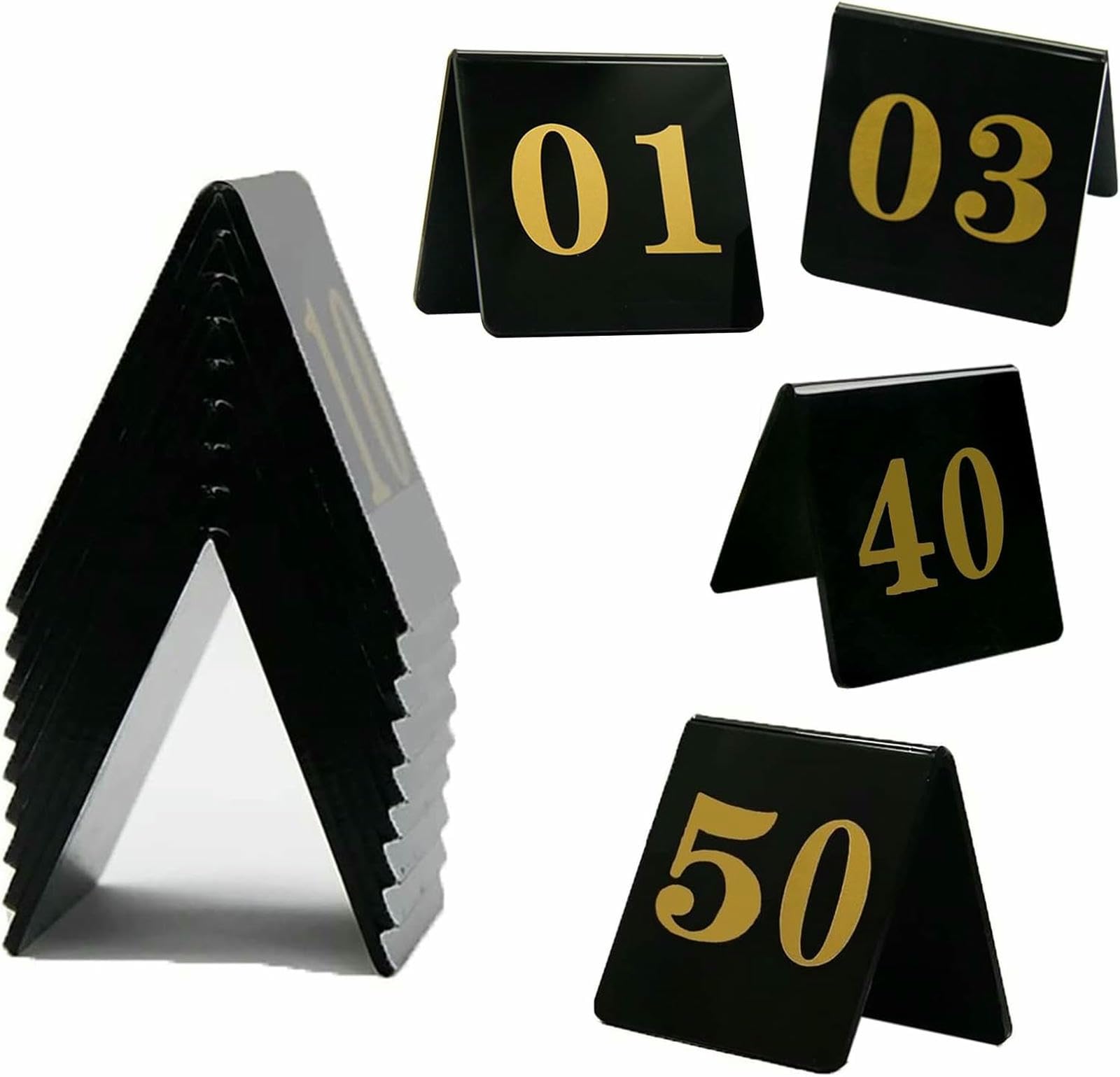 Numéros de table pour cafés et bars plaquette acrylique noire double face chic