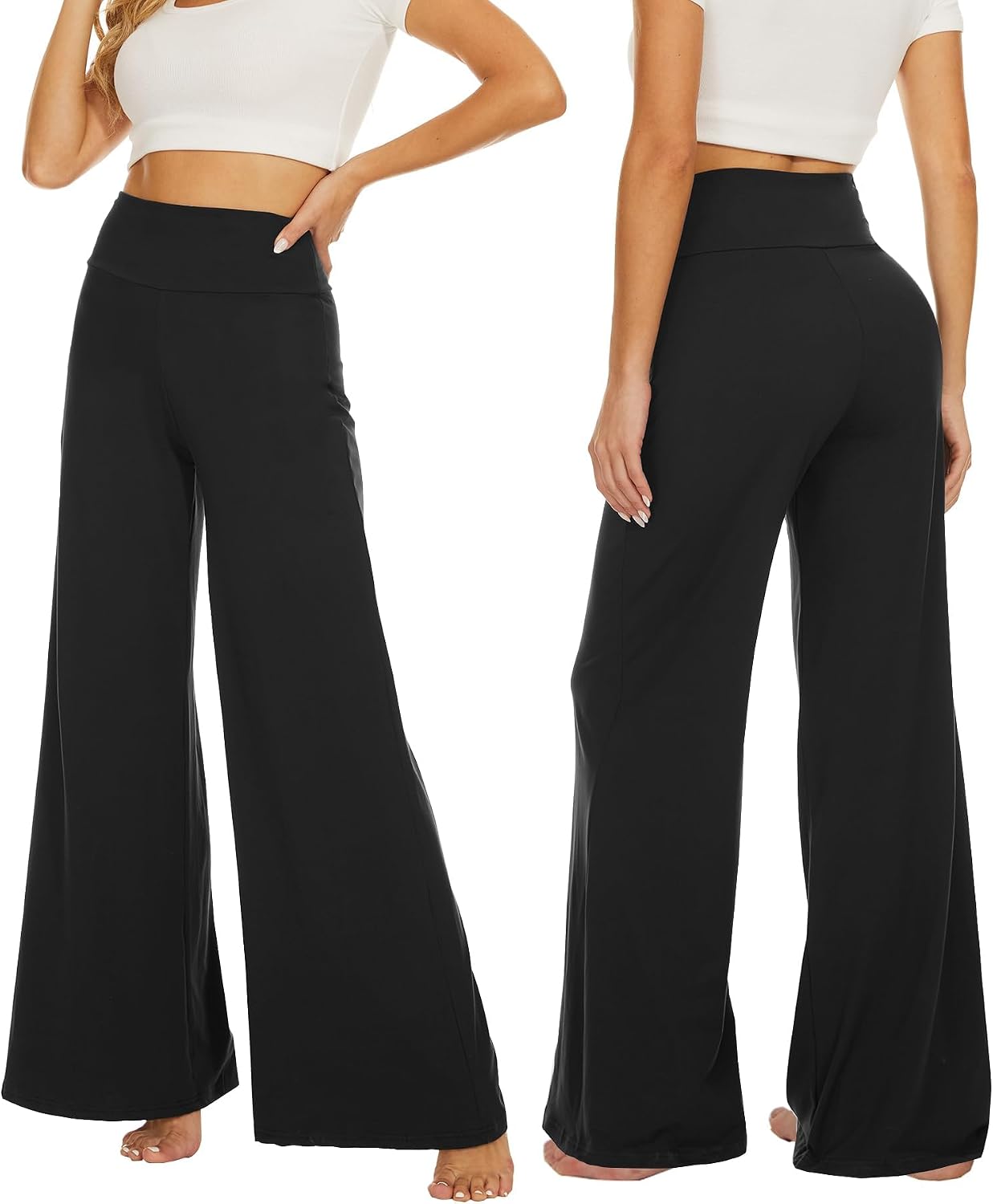 Wide Leg Palazzo Pants for Women - Casual Soft Dress Pants Comfy Trousers image 2