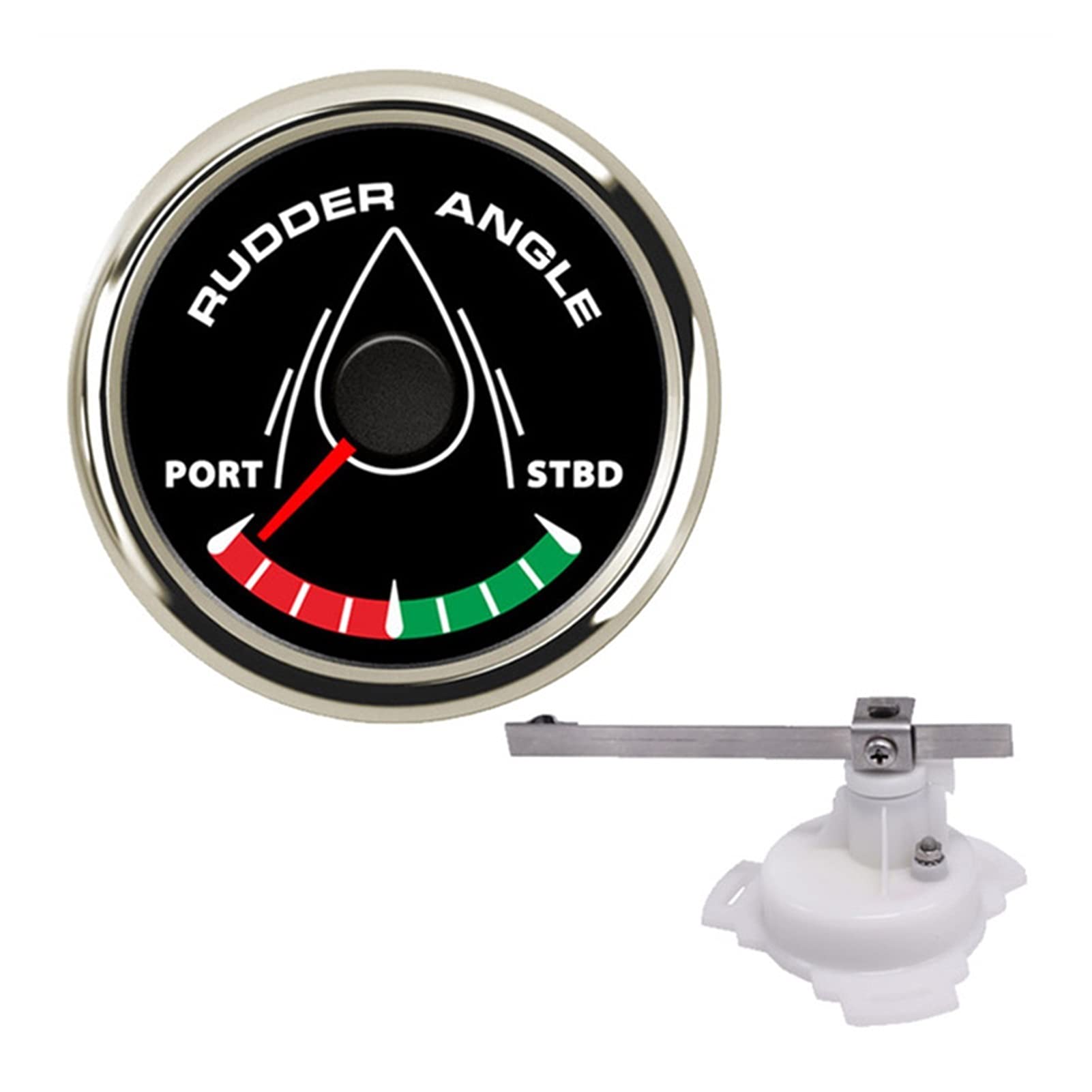 52mm Rudder Angle Indicator with Rudder Angle Sensor Red Backlight 0-190 Ohm  for Marine Yacht 52mm 0-190オームボート舵角インジケーター帆船のザラヤッツ舵角ゲージ赤いバックライトのための舵角センサー スピードメーター