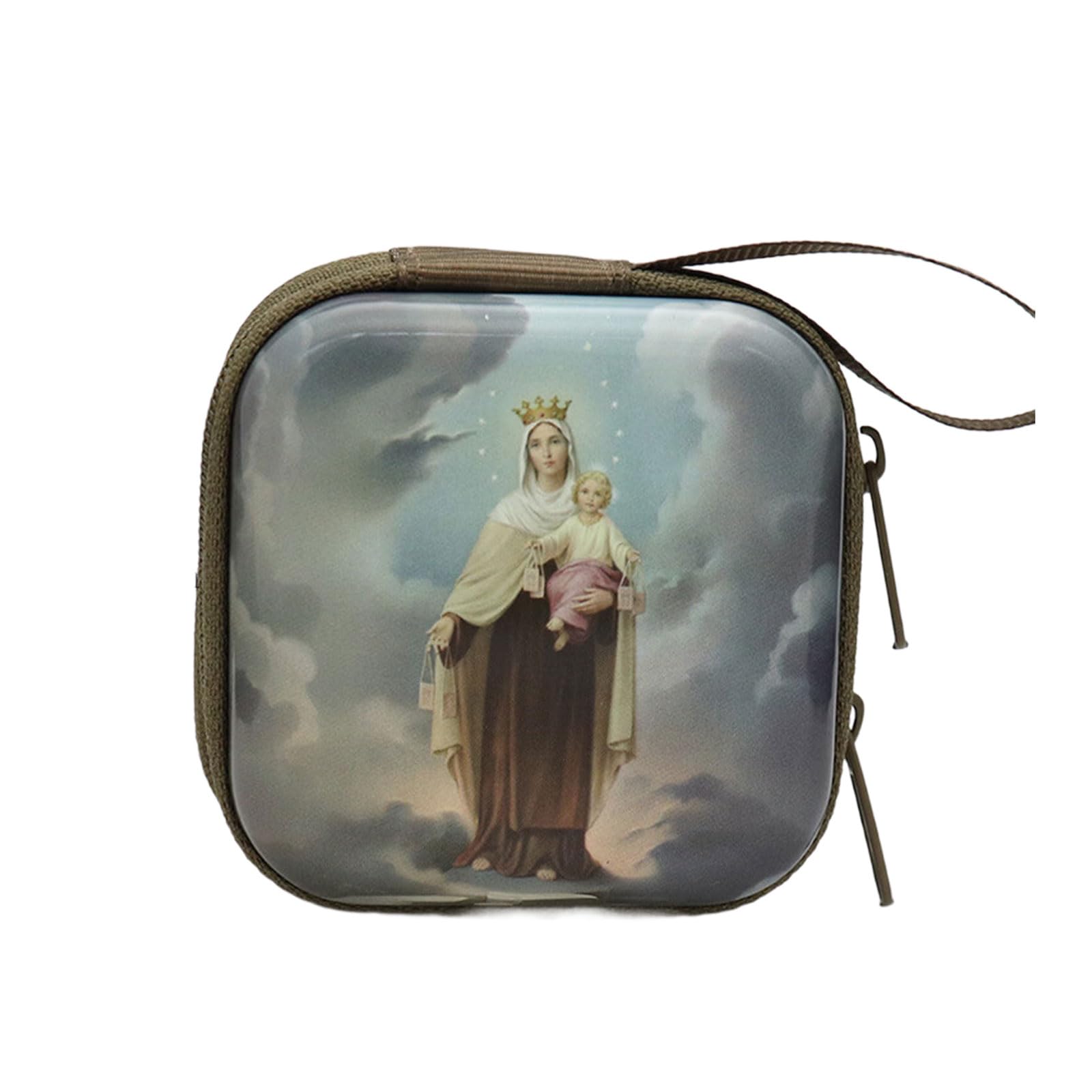 Beimus Catholic Rosary Pouches Religious Jewelry Storage Box Coin Purses Rosary Prayer Bag Religious Jewelry Storage Box Gift