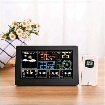 WiFi Weather Station Wireless Indoor Outdoor with Large Color Display, App Controlled Temperature Humidity Sensor, Smart Weather Forecast Alarm Clock