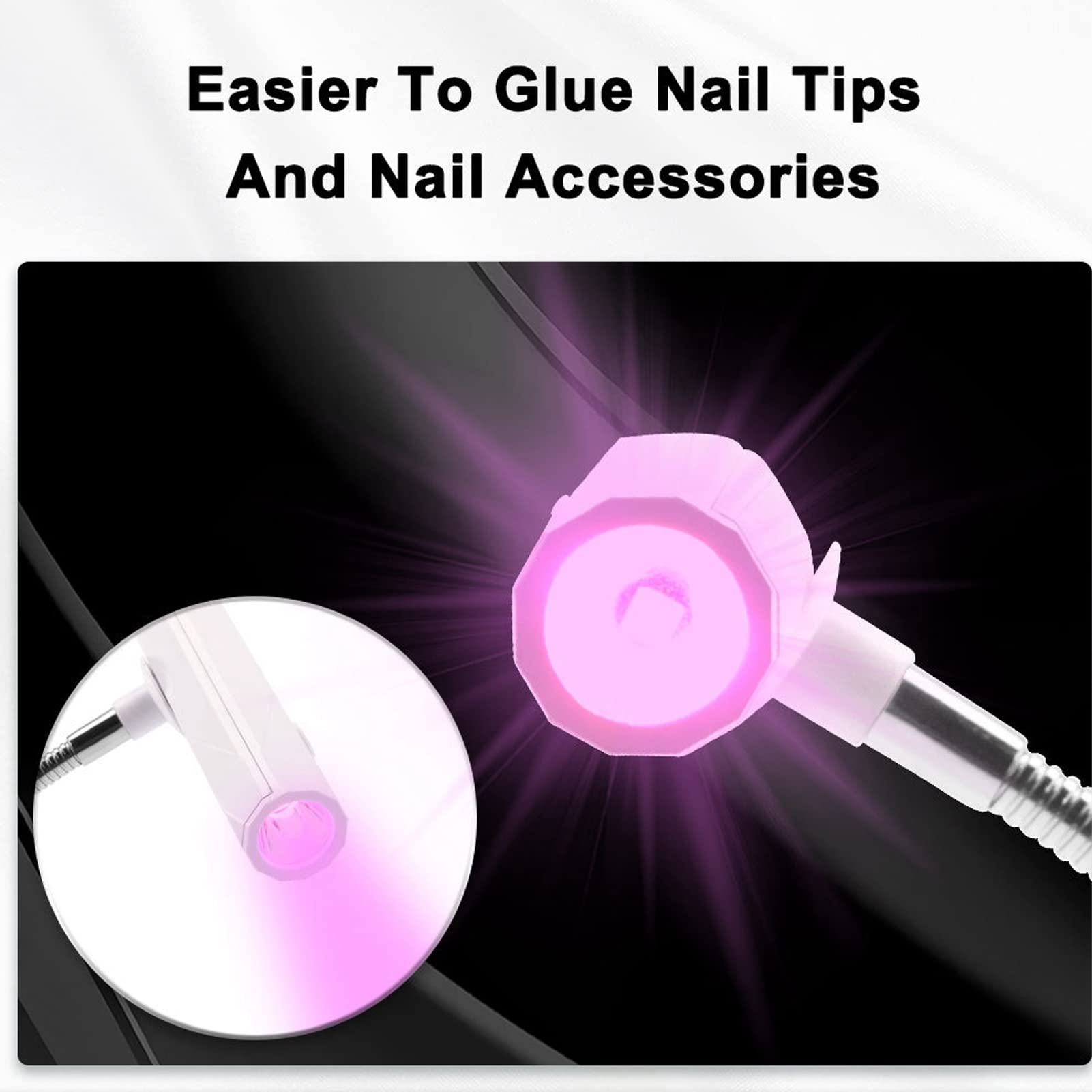 Lampada LED per unghie, lampada a collo d'oca per unghie portatile per nail art 2500mAh ricaricabile LED da tavolo luce professionale per unghie gel casa fai da te per manicure (Bianco)