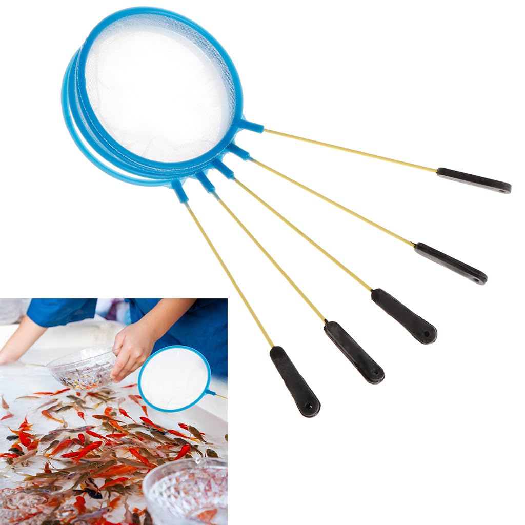 Maxtonser 5 Pack Aquarium Fishing Net 4 Inch Diameter Fine Small Catching Net with Handle for Fish