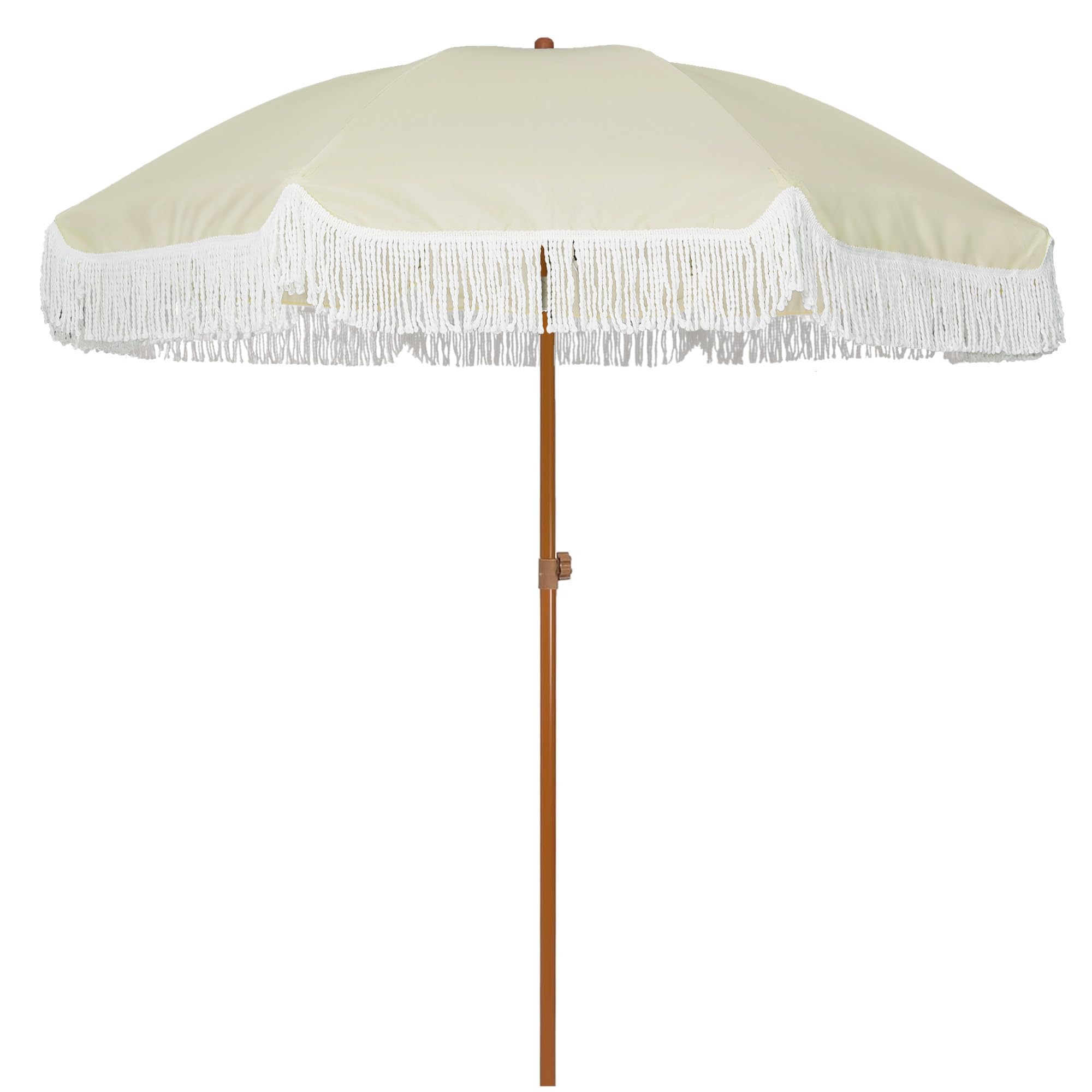 beige patio umbrella with white fringe AMMSUN 7ft Outdoor Tassel Umbrella UPF50+ Premium Steel Pole and Ribs Push Button Tilt, Light : Patio, Lawn & Garden Variant:Bronze - Small base umbrella-tents Spice up your commercial Urban Big Bore Full