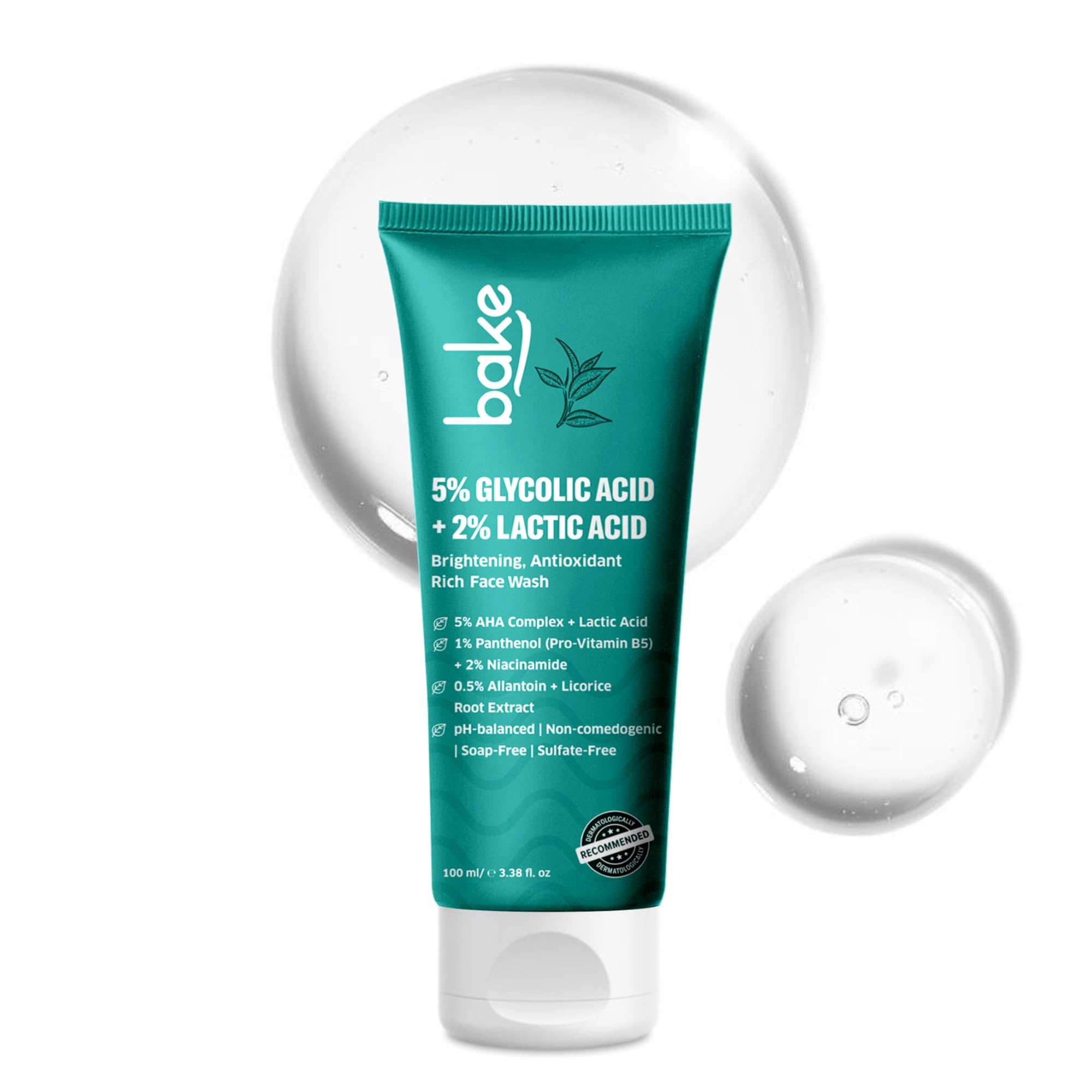 BAKE 2% Glycolic Acid Face Wash For Dark Spots & Pigmentation, 100 ml (Pack of 1)