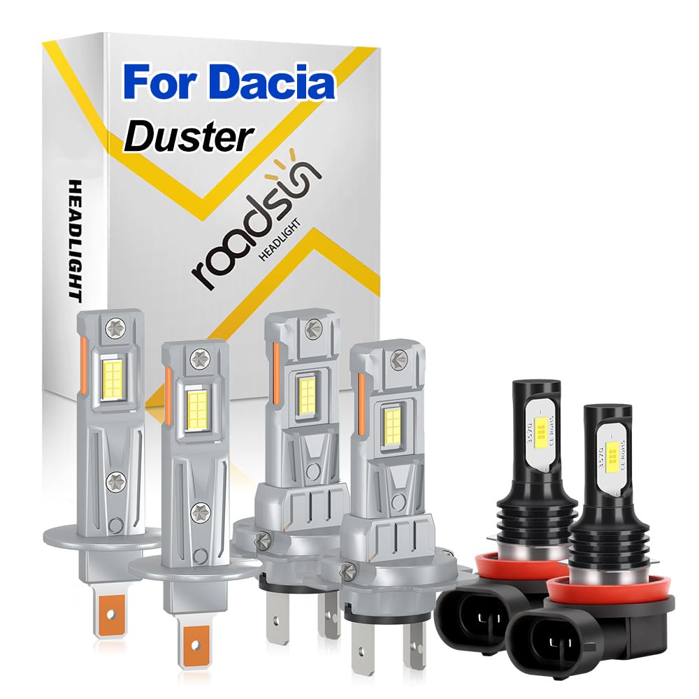 Kit de bombillas LED de fácil instalación, 120W, 12V, H1/H7 Luz de carretera y luz de cruce, H11 Luz Antiniebla, Mejores faros LED, Instalación Plug-and-Play, For Dacia Duster 2010-2017