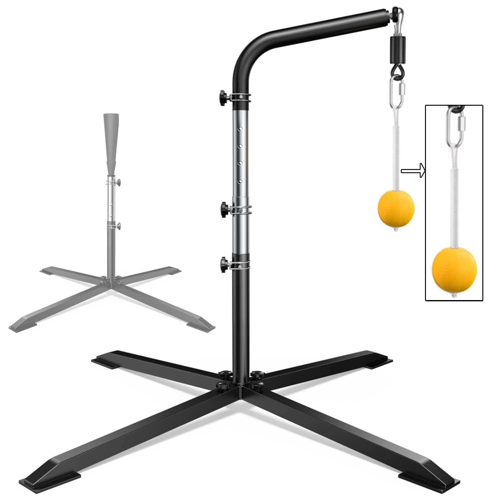 Baseball Softball Hitting Batting Swing Trainer for Baseball and Softball Height Adjustable 30"-46" with Water Bag/Heavy-Duty X-Base Indoor Practice