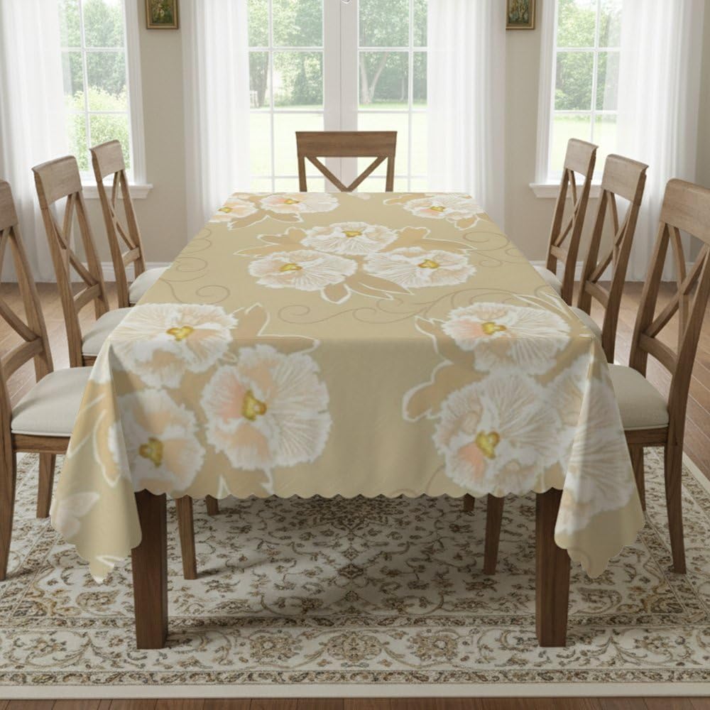 Botanical Motif Table Cloth 60x120 in, Reusable Coastal Camping Table Cloth, Farm Party Decorations Boho for Coffee Home Everyday Cover