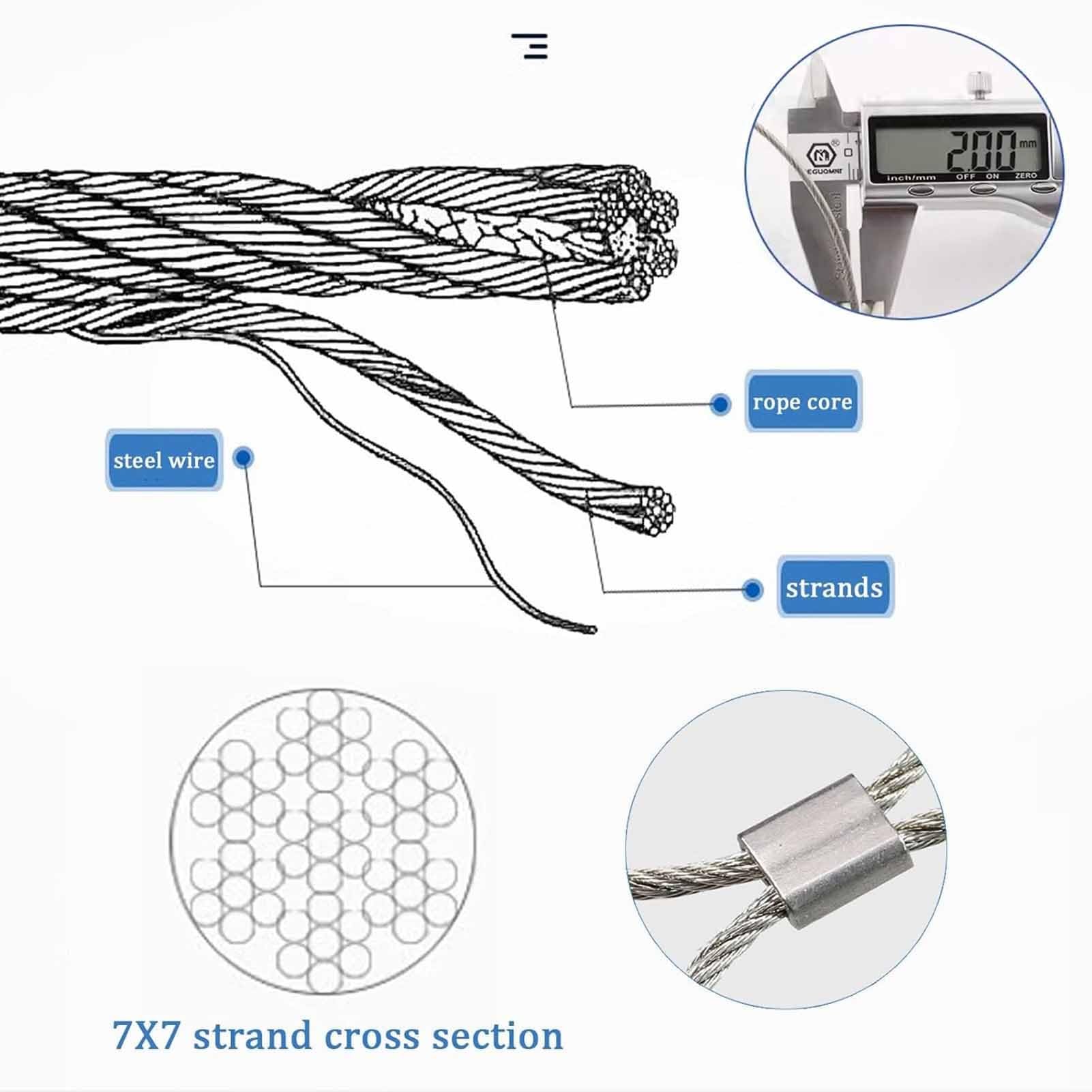 Filet de sécurité de jardin en acier inoxydable – Grillage métallique flexible de 2 mm 1 x 14 m – Anti-rouille – Prévention des chutes pour l'aménagement paysager et la protection extérieure