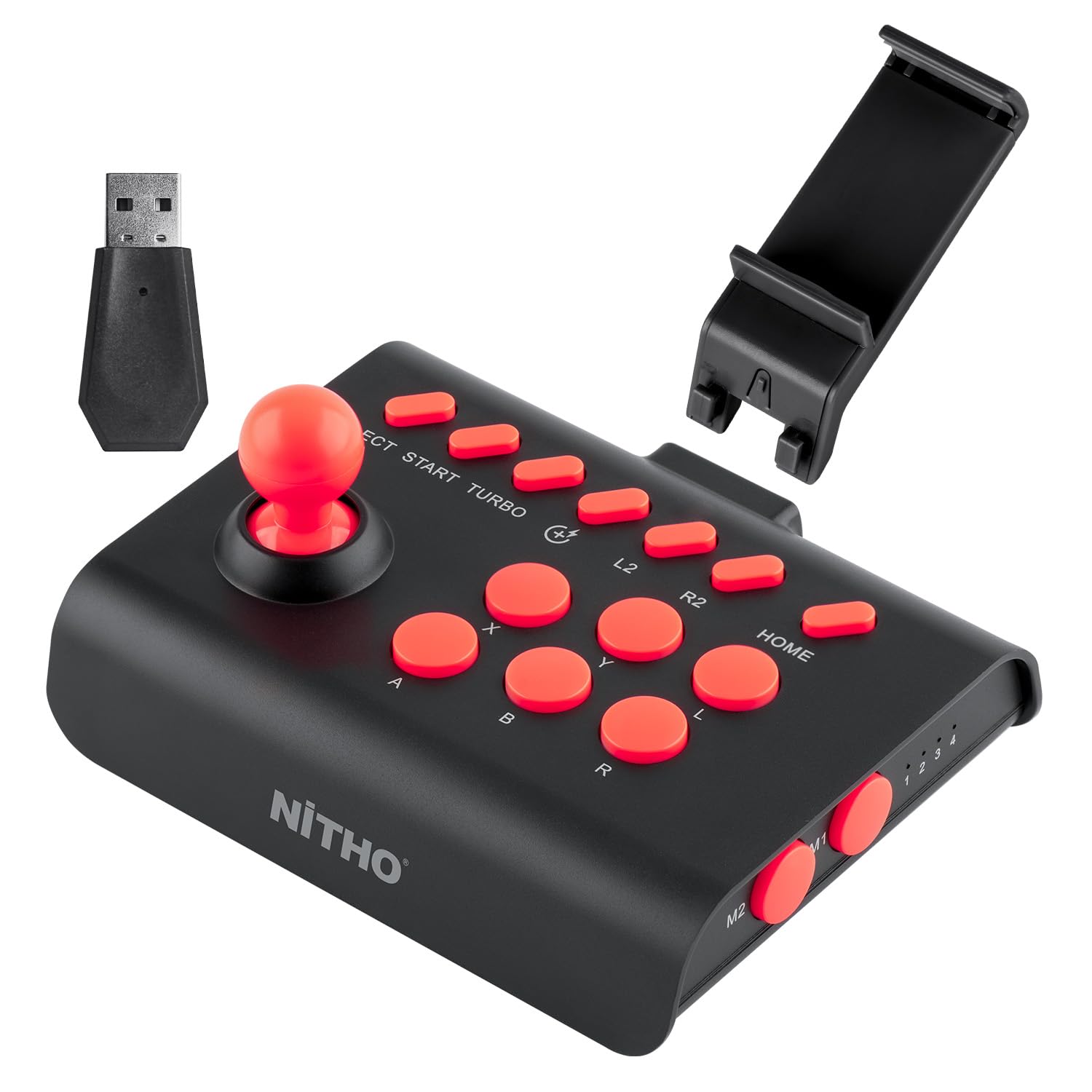 NITHO KRONOS Arcade Fight Stick Controller for Switch, Switch 2, PS4, PC, Steam Deck, iOS & Android, Wireless Arcade Joystick with Turbo Function, Precision Control, Ergonomic & Phone Holder-image-18