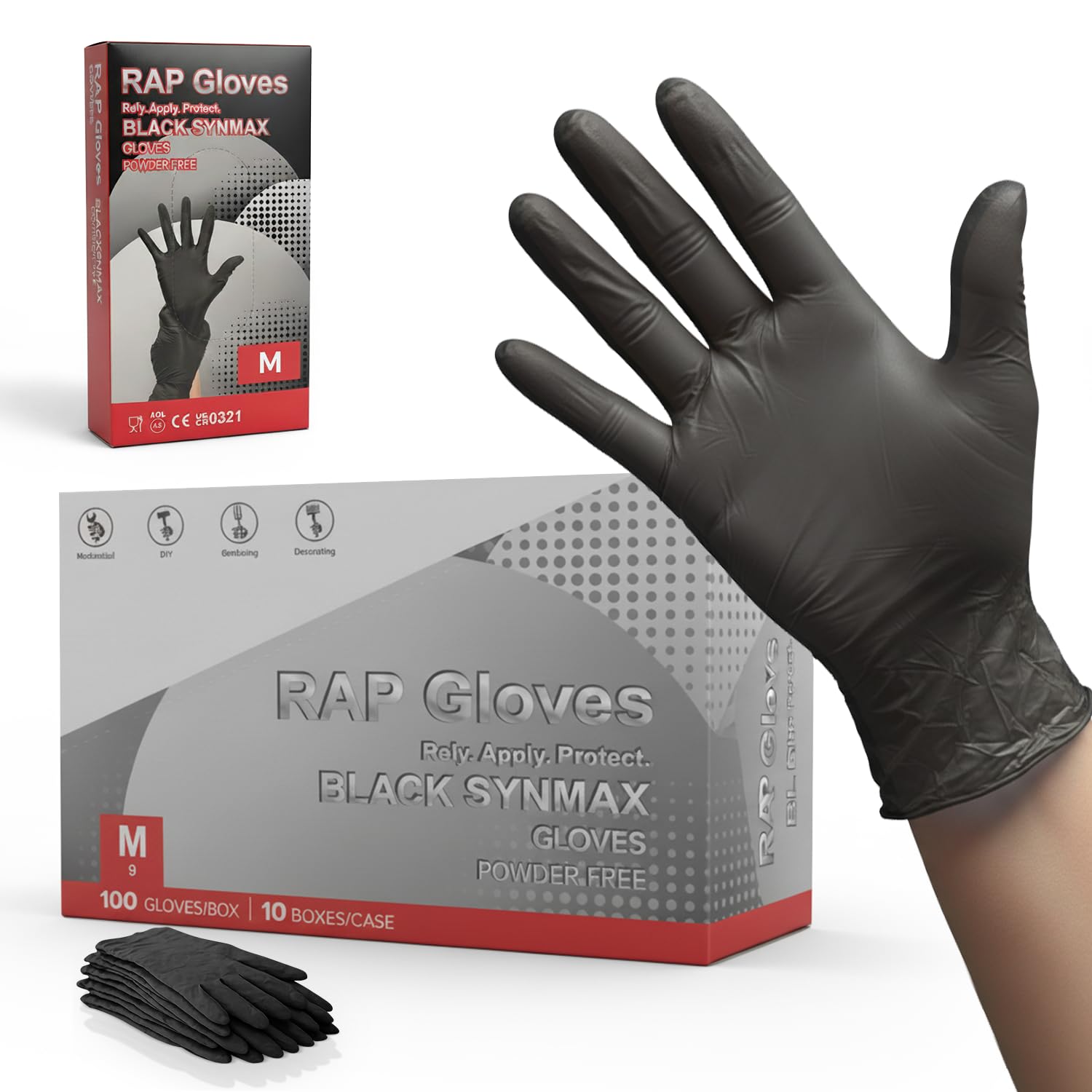 Disposable Gloves – Black Vinyl Examination Gloves | M Pack of 1000 Powder Free, Latex-Free, Food Safe Disposable Vinyl Gloves for Kitchen, Home Cleaning & Medical Clinics