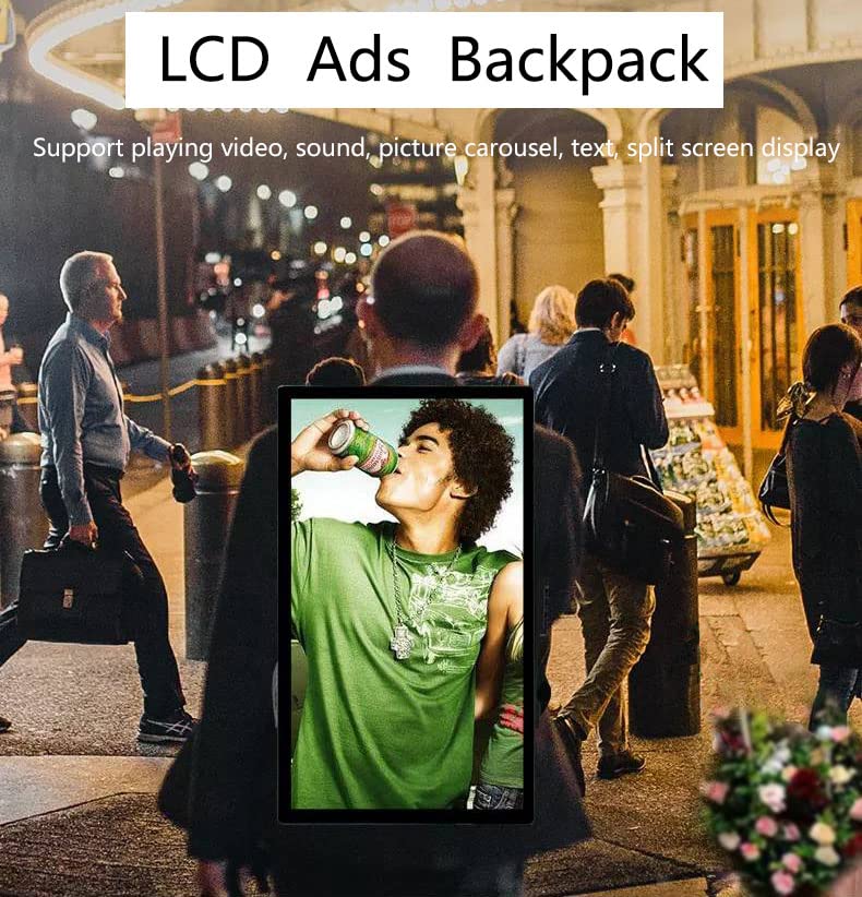 Image of Welaso 21-inch LCD Video Advertising Backpack,1920 * 1080 Resolution Ratio, Human Walking Backpack Digital Billboard (Mobile Version+Touch Screen+4G+32G)