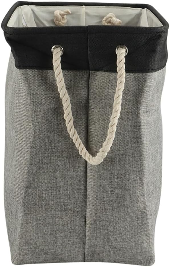 Cotton Linen Folding Laundry Hamper Storage Waterproof Dirty Clothes Bucket with Support Rod Home Basket image 2