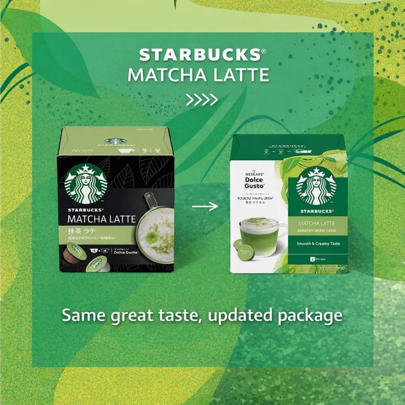 Image of Starbucks Matcha Latte Capsules Nescafe Dolce Gusto (12 Pods) 135g Box By COUGAR | Smooth & Creamy Matcha Green Tea Latte | Coffee Machine Compatible Capsules | 6 Cups Pack - (IMPORTED)