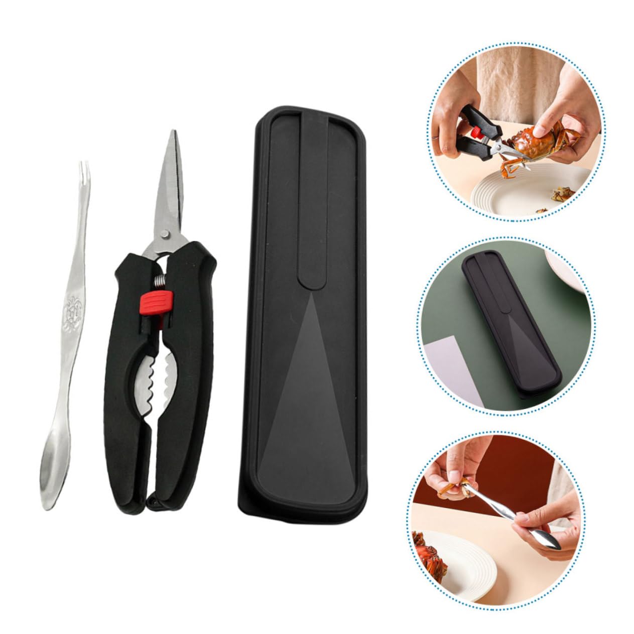 Gatuida 5sets Utensili Per Mangiare Granchio Attrezzi Metallo Per Granchio Con Pinza Forchetta e Scatola Di Conservazione Strumenti Da Cucina Pratici e Organizzati