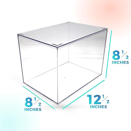 Miniatura 6 de 4 cajas de acrílico transparente con tapa, 12.5 pulgadas de largo x 8.5 pulgadas de ancho x 8.5 pulgadas de alto, fabricadas en Estados Unidos,