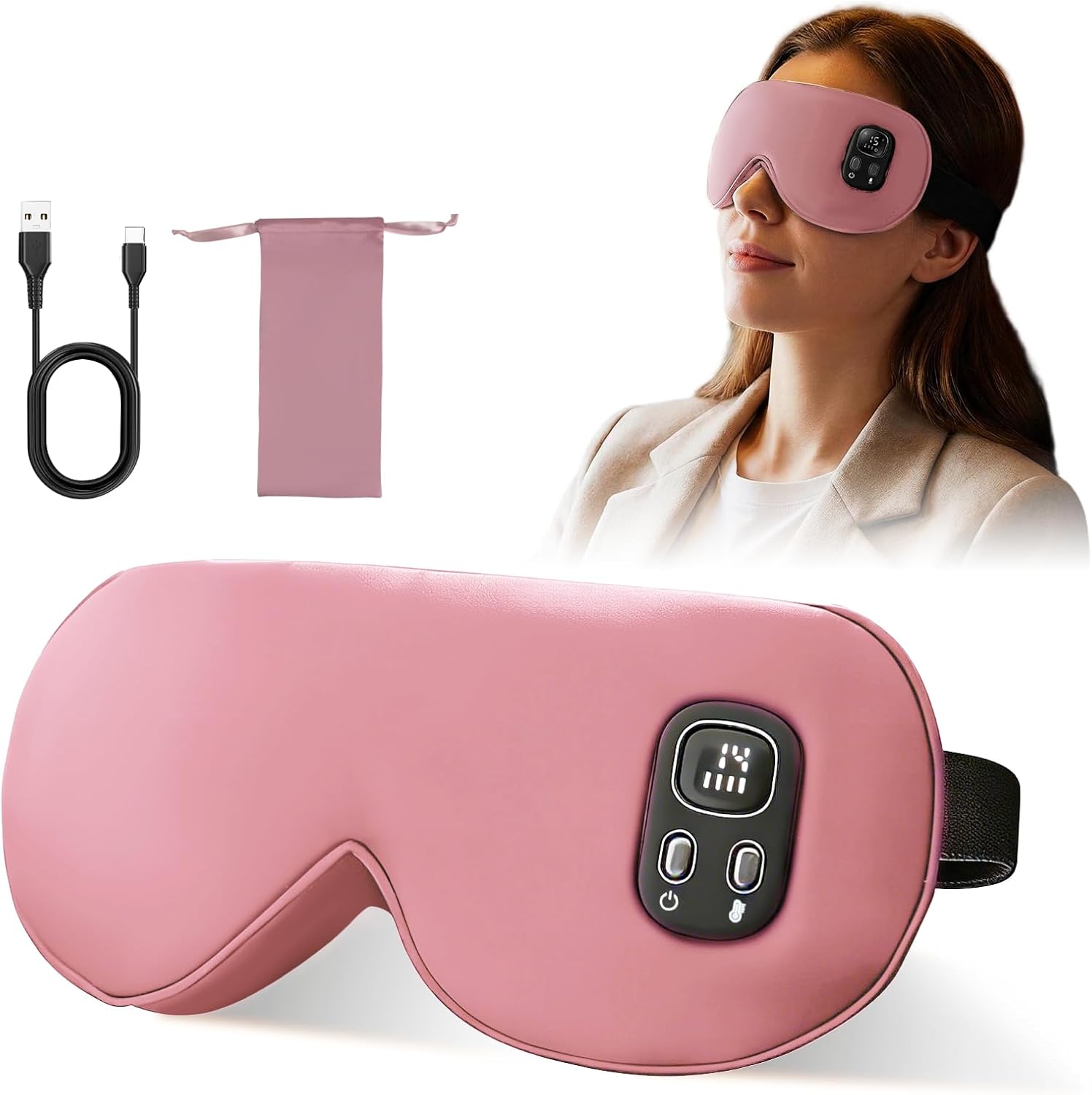 Heated Eye Mask,Cordless Eye Mask for Dry Eyes,Eye Relief, Improved Sleep,Eye Heating Pad for Travel, 4 Heat Levels, 4-Level Timing, Washable Cover, Travel, Gifts for Family(Black) (Black)