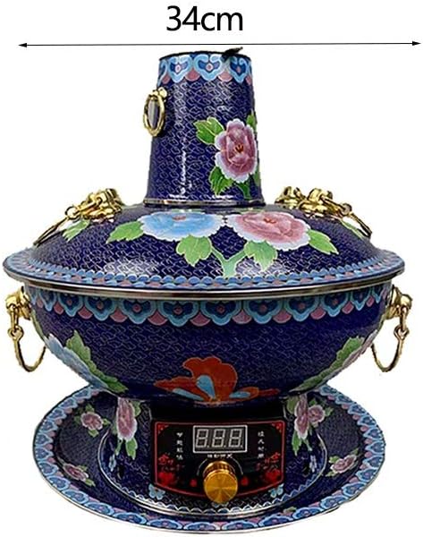 Olla eléctrica china estilo carbón con patrón Peony, cobre grueso miniatura 5