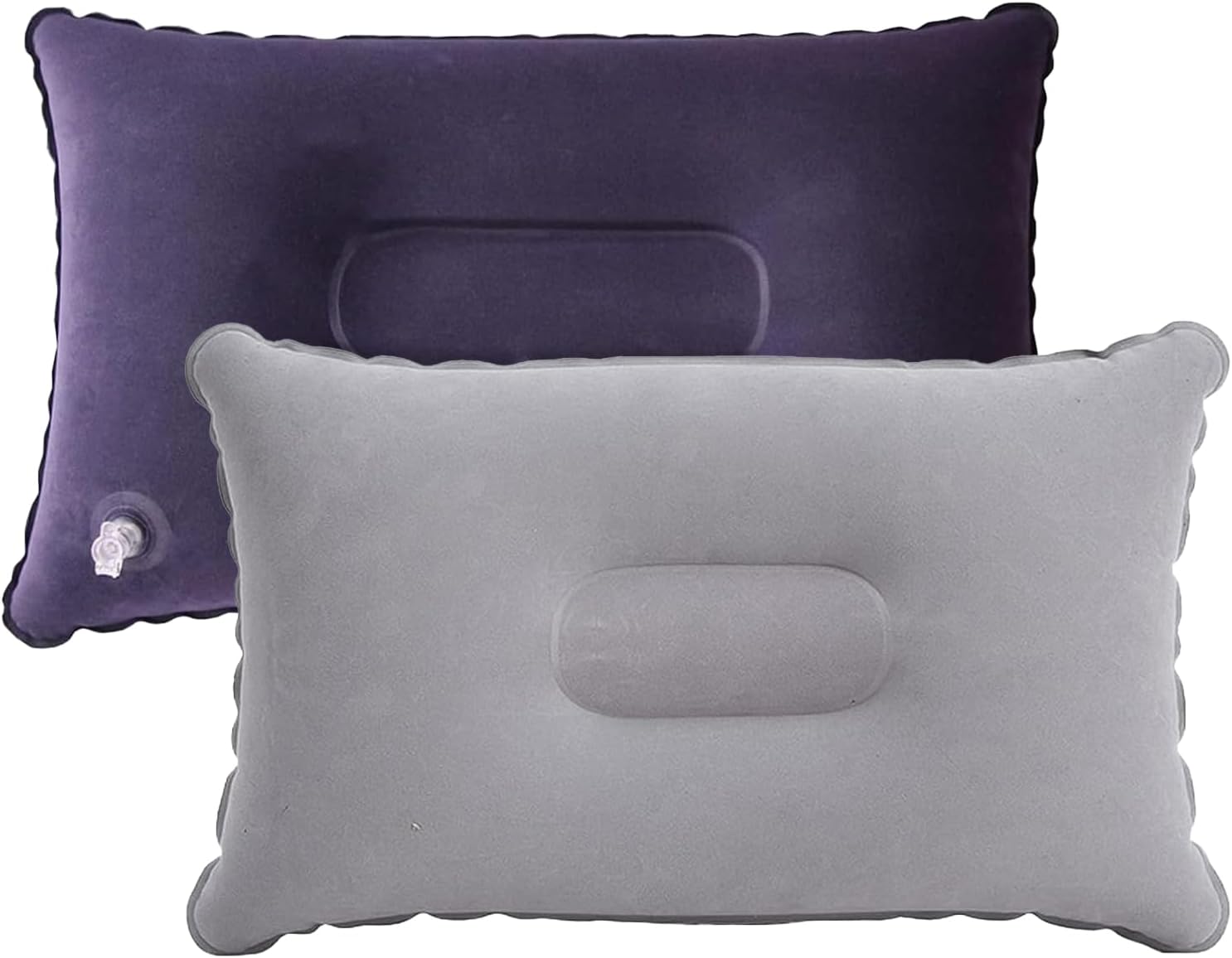 2 PCS Inflatable Pillows, Compressible Waterproof Travel Pillow, Ultralight Soft Flocked Blow Up Pillows, Portable for Travel, Camping, Sunbathing, Office