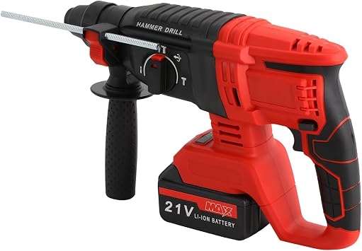 Rotary Hammer Drill Cordless, 800W 21V Brushless Hammer Drill, Cordless Impact Drill with 4 Functions, Concrete Wood Metal Drilling, Safety Clutch 26mm Max Diameter Red