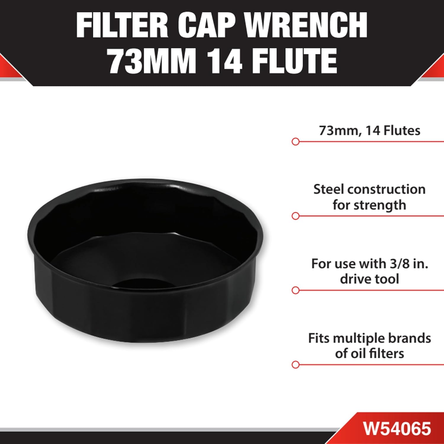 Performance Tool W54065 Oil Filter Cap Wrench 73mm 14 Flutes