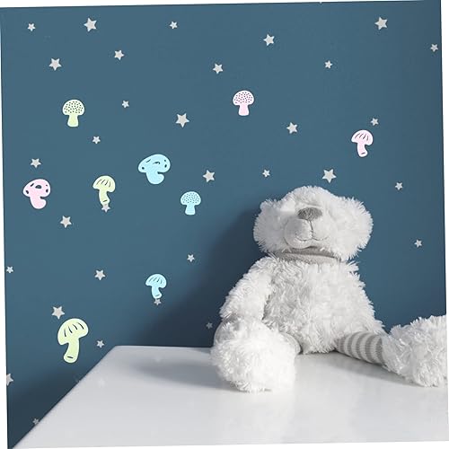 Miniatura 4 de KOMBIUDA 36 calcomanías luminosas de pared de hongos, calcomanías de color para habitación de niños, calcomanías de pared para niños, calcomanías de