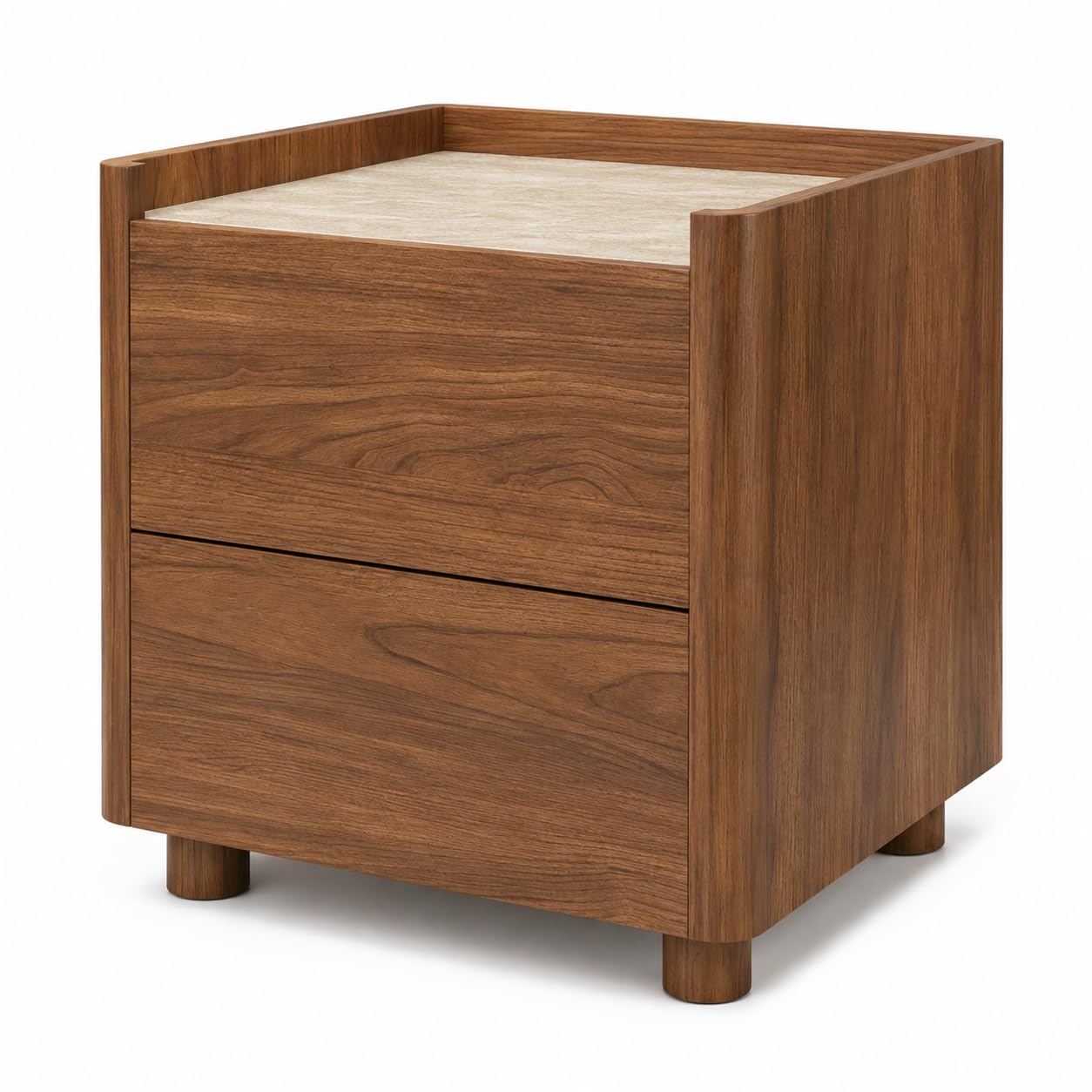 Bedside Table with 2 Drawers, Wooden Bedside Cabinet with Storage