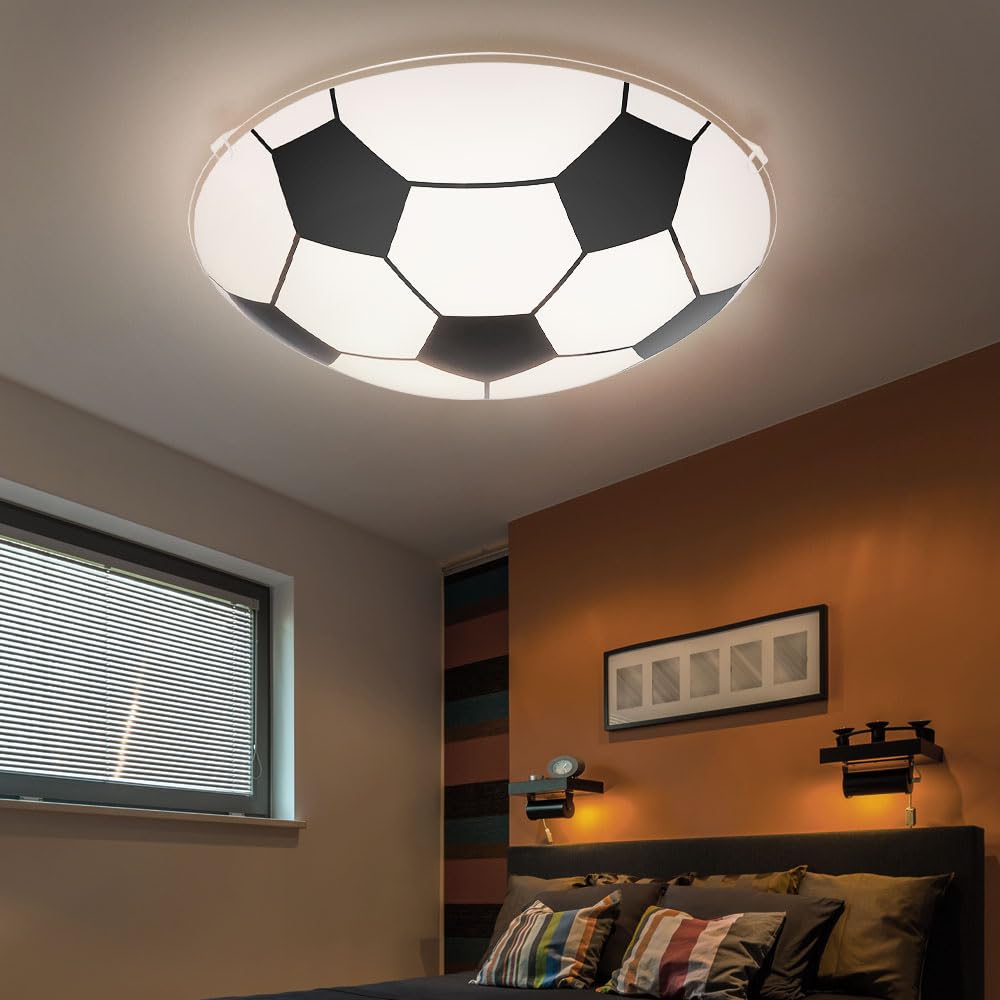 Kinder Decken Lampe DIMMBAR Fußball Glas Leuchte FERNBEDIENUNG im Set inkl. RGB LED Leuchtmittel