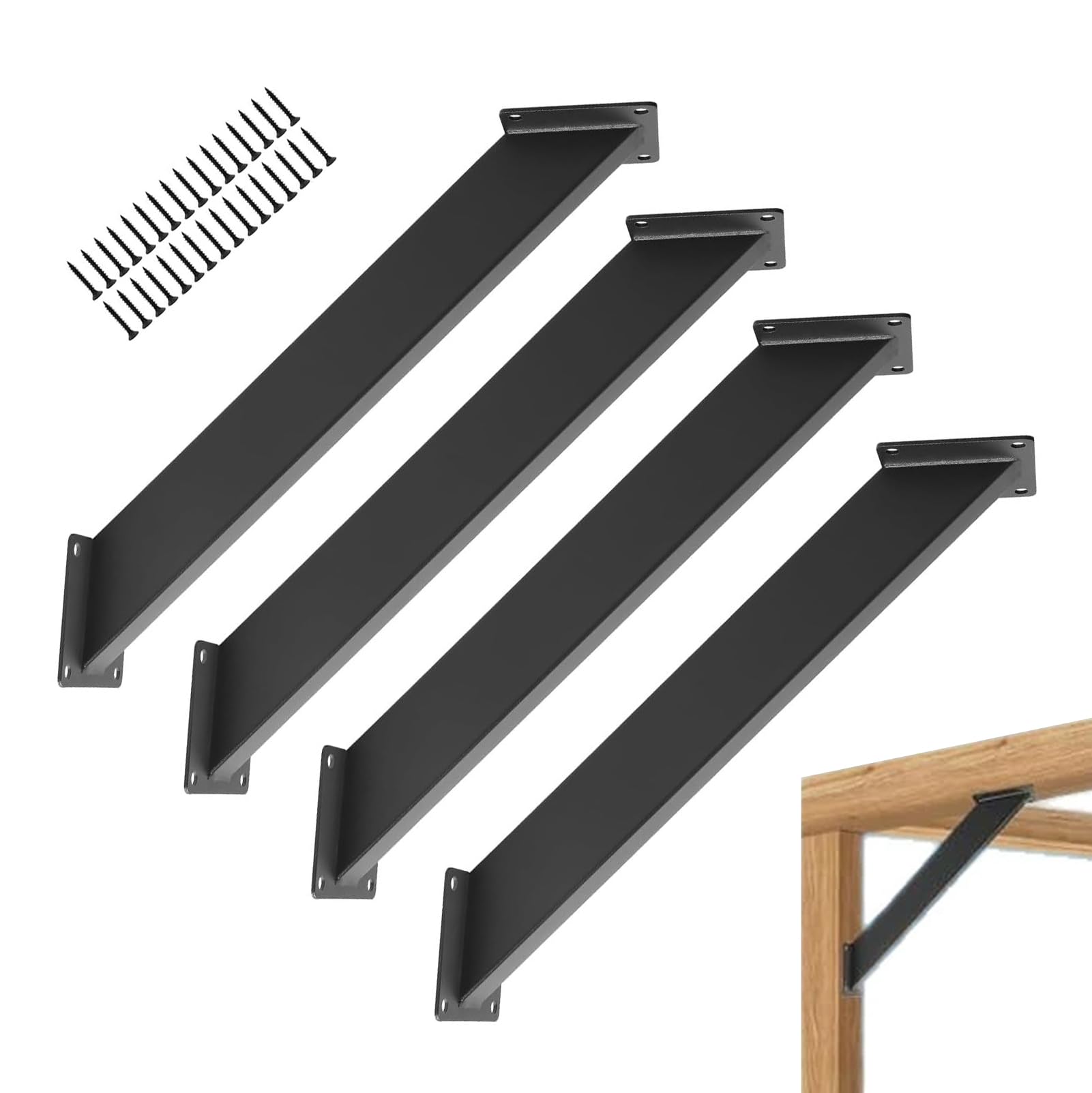 4 supporti angolari a 45 gradi, supporto angolare per travi in legno | connettore per travi in acciaio al carbonio per pali in legno, connettori per pali per gazebo, pergola, terrazza, gazebo da