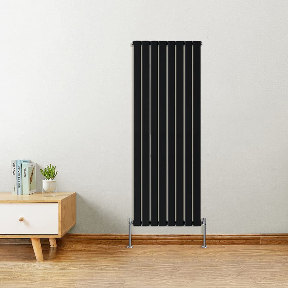Warmehaus Vertical Designer Radiator Flat Panel Modern Heating Single Black Radiator 1800x546mm
