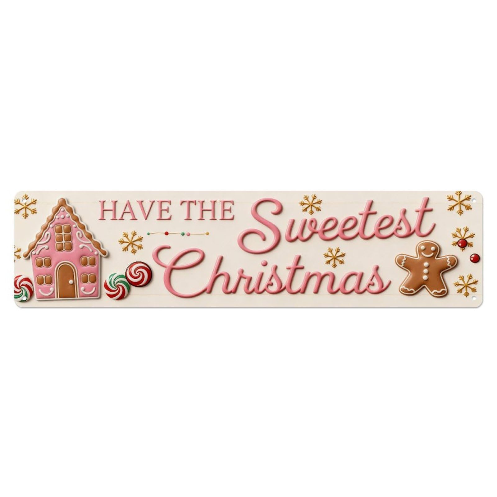 Christmas Gingerbread House Candy Snowflake Metal Tin Sign Plaque