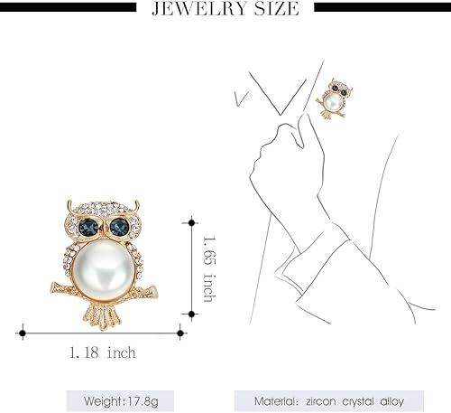 Vista 5 de YAZILIND Accesorios de ropa Dulce Forma de Búho Cúbico Circonita Exquisita Aleación Broche Pin para, Diamante de imitación, circonita cúbica