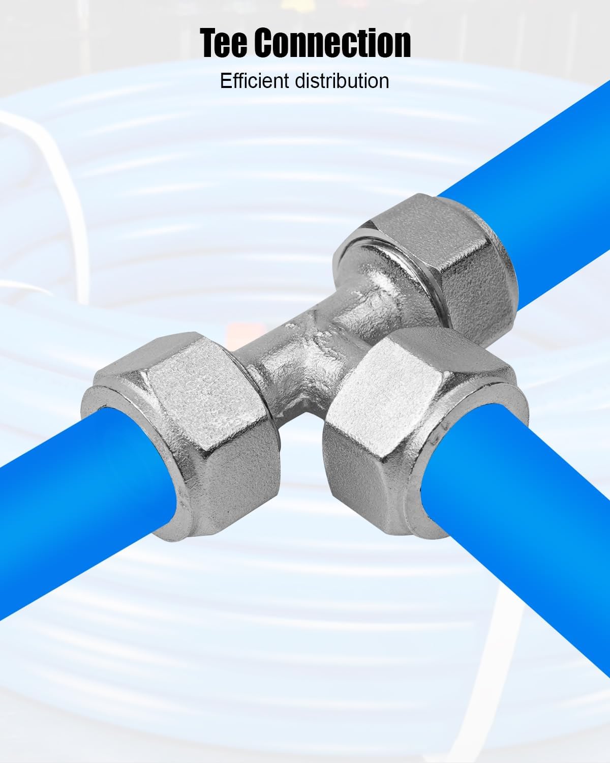 Equal Tee Fitting 1/2 Inch Replace M8010, Fit for Rpid Air 1/2" NPT Tubing System, Compressed Air Piping Tee Fitting Metal Part 2 Pcs