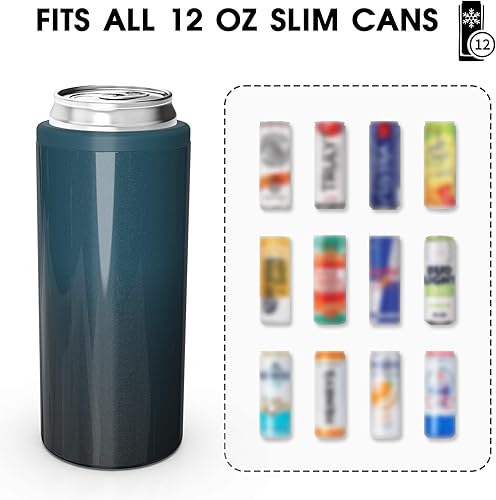 Miniatura 7 de TILUCK Skinny - Enfriador de latas para cerveza delgada y seltzer duro, acero inoxidable, doble pared aislada de acero inoxidable, estándar de 12