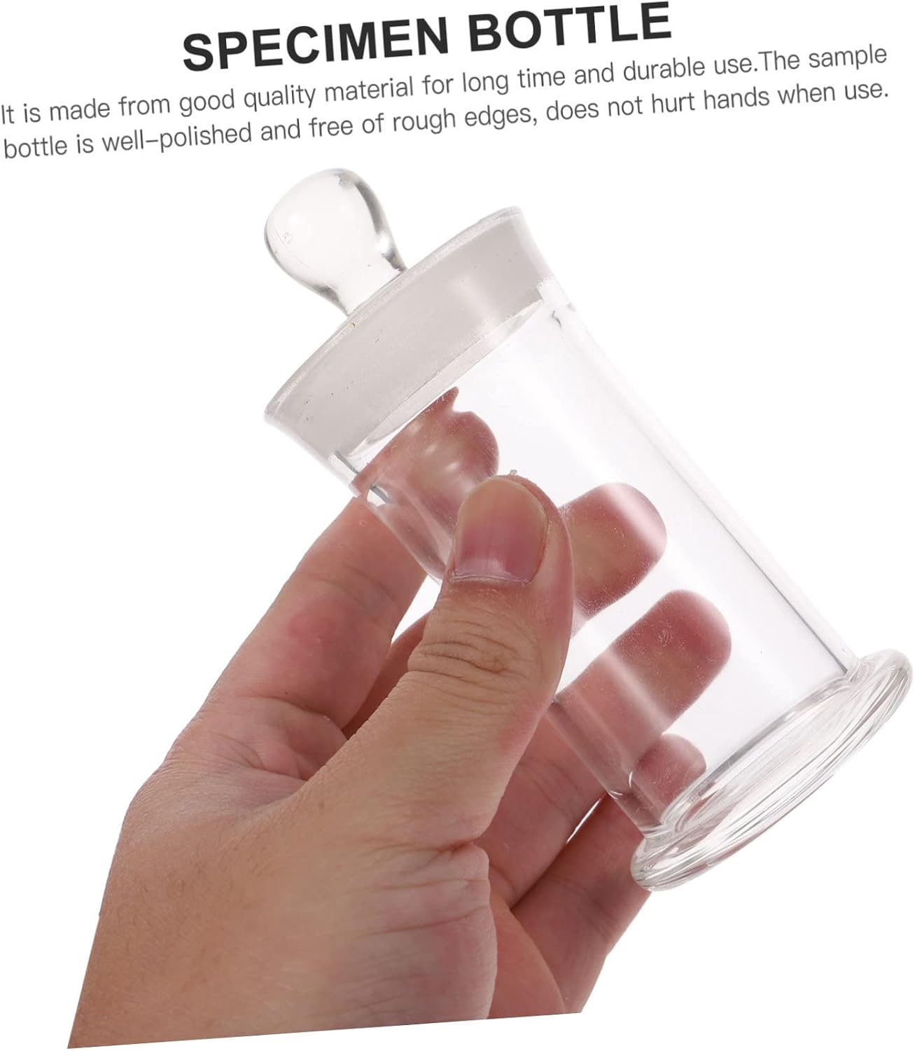 Kichvoe Clear High Borosilicate Glass Specimen Bottle with Solid Base Stable Sample Vial for Laboratory Science Experiments and Travel Storage