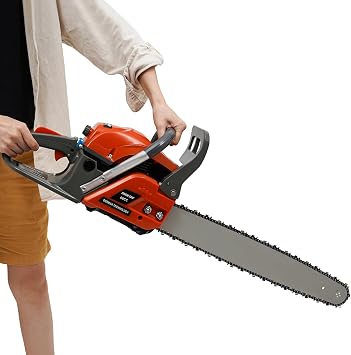 60cc 2-Cycle Gas Powered Chainsaw, 22 Inch Handheld Cordless Petrol Chain Saw with Carburetor And Automatic Lubricating Oil System Enables