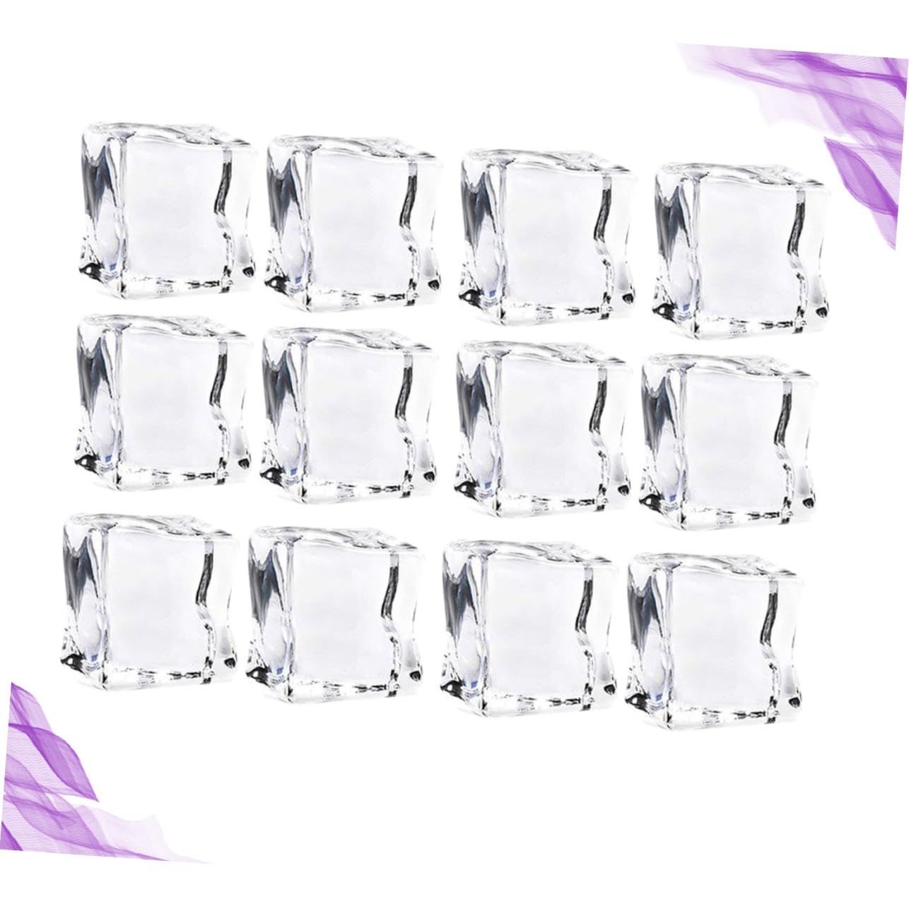 48 Cubitos de Hielo Acrílicos Reutilizables Transparentes Ligeramente Irregulares para Decoración y Accesorios de Fotografía en Eventos y Cenas