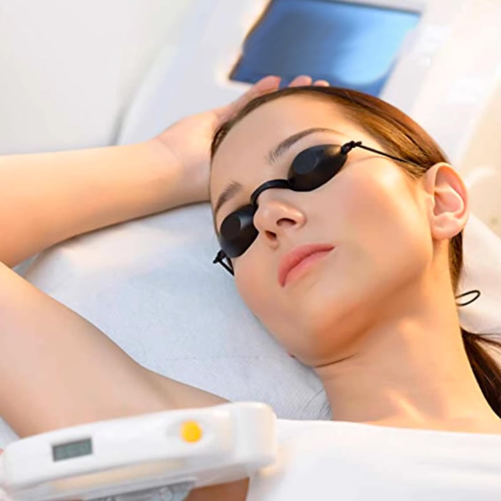 4 Pièces Lunettes Bronzage, Lunettes de Solarium, Silicone Souple Durable Confortable, Lunettes de Protections Noir Convient à la Clinique de Beauté ou à la Maison