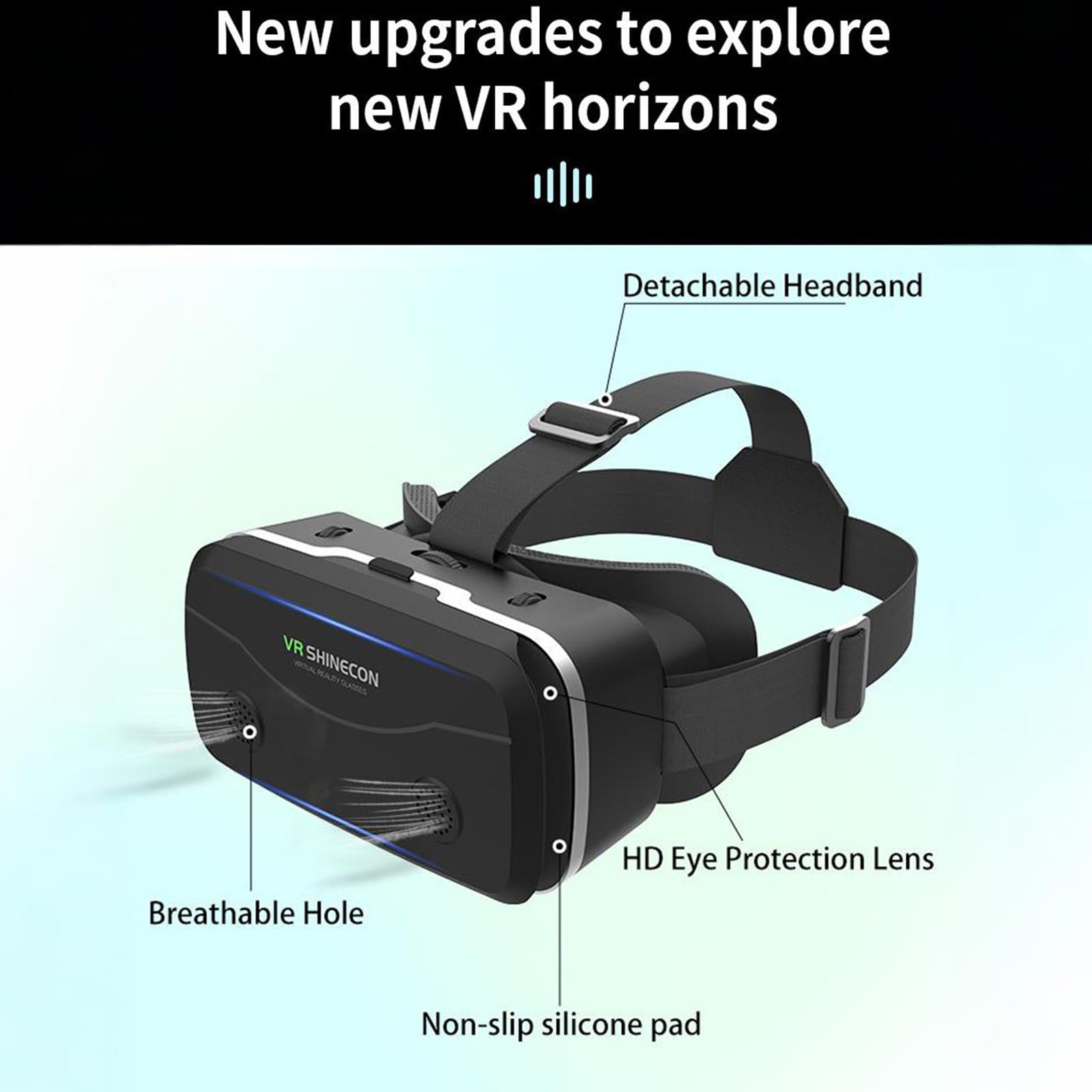 VR Brille Handy, Virtual Reality 3D Brille, Anti-Blaulicht, kompatibel mit iOS und Android 5,0-7,0 Zoll Smartphones (Black)