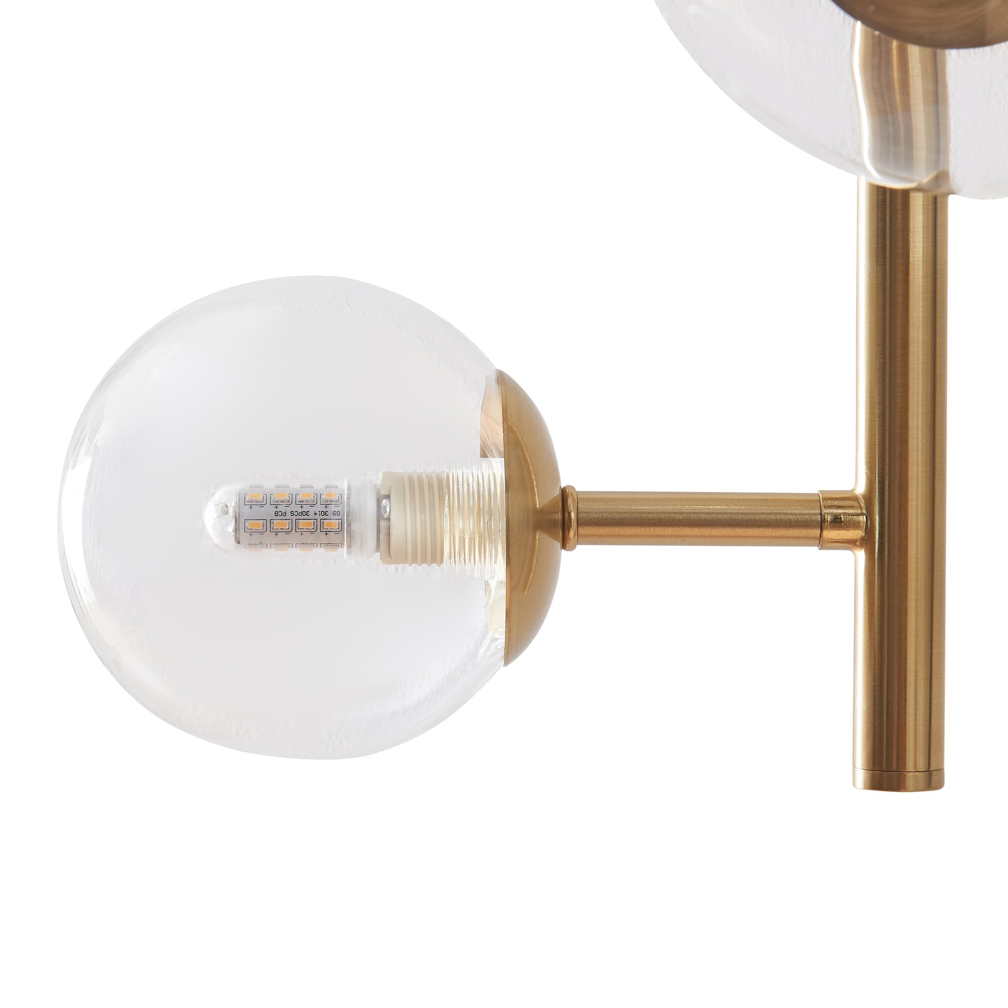 lux.pro Lampada da Parete per Interni con 5 Paralumi Sferici in Vetro Trasparente Applique a 5 Bracci Portalampada per Soggiorno Camera da Letto Corridoio - Dorato