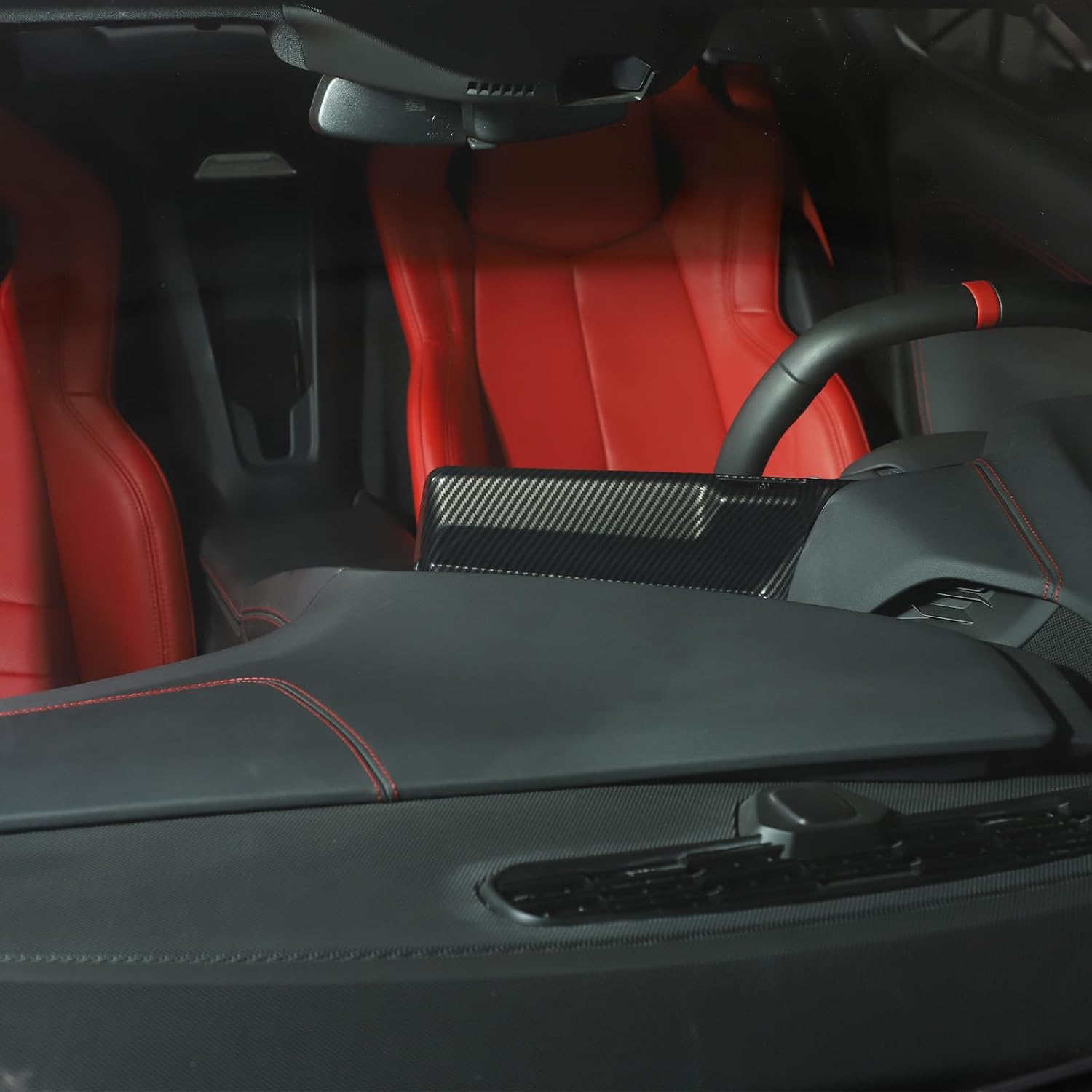 Daeiclru Car Infotainment Screen Navigation Back Cover Compatible with Corvette C8 2020-2023, ABS Center Console Screen Cover Trim, Interior Dash Trim Accessories (Carbon Fiber Pattern)