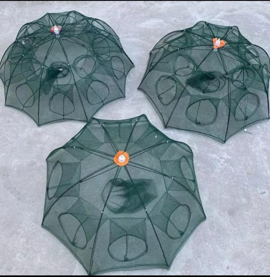 Foldable Umbrella Fish Trap, Collapsible Nylon Mesh Net for Crab, Shrimp, Portable Automatic Catcher for River and Pond Fishing-picture-36