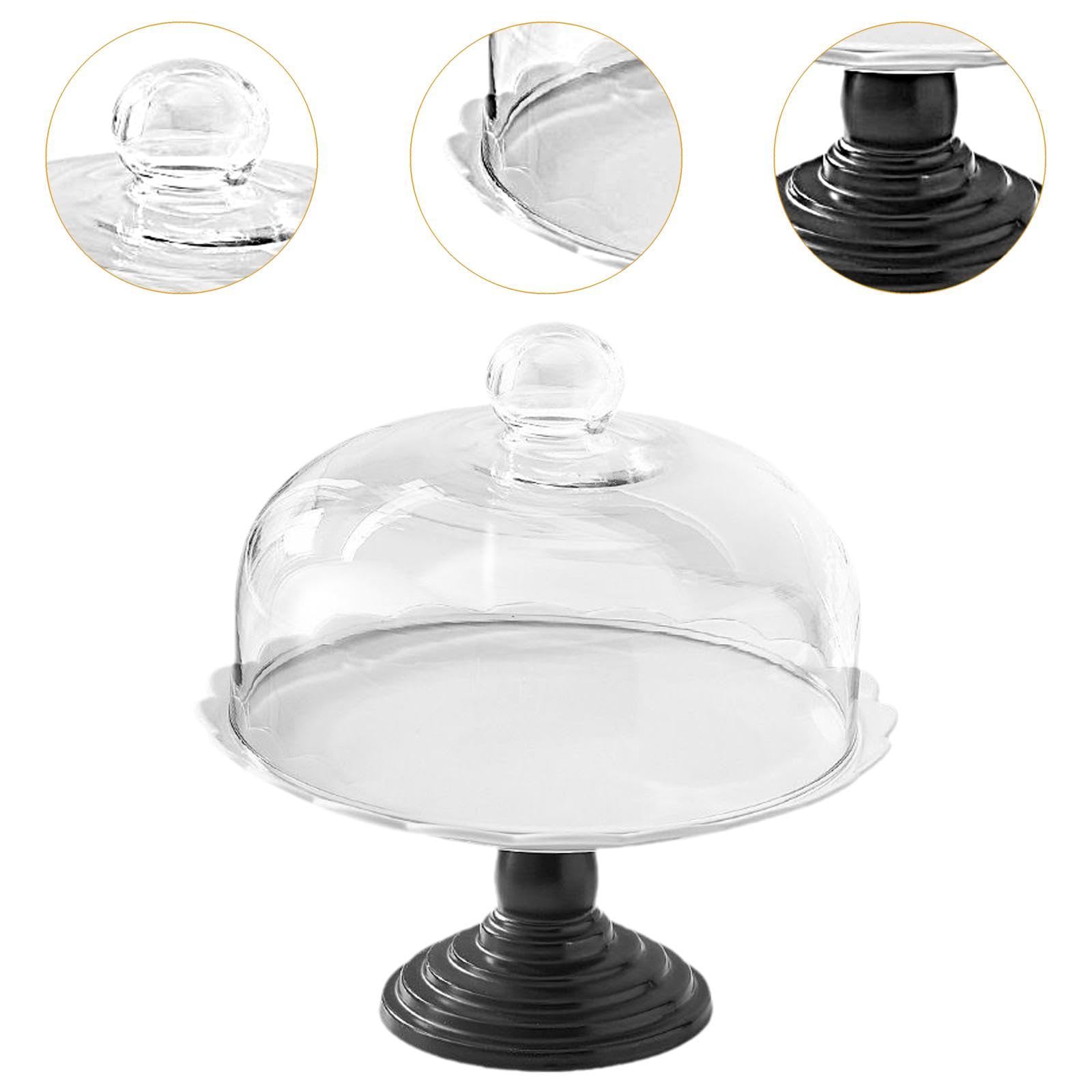 Cake Stand Bandeja para Pastel Soporte de Repostería Plato de Postres Cubierta de Cristal Cerámica con Mango Redondo Adecuado para Reuniones Familiare, 10 Inch