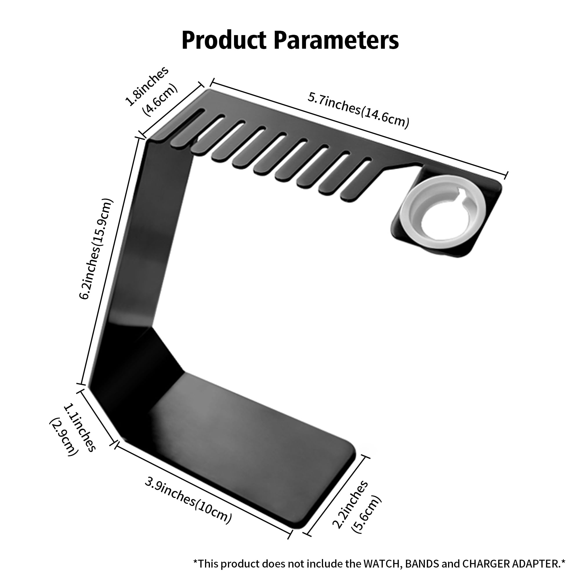 Organisateur de bracelet de montre avec rainure de chargement pour Apple Watch,Support de rangement affichage suspendu en acier inoxydable pour iWatch Series(noir mat)