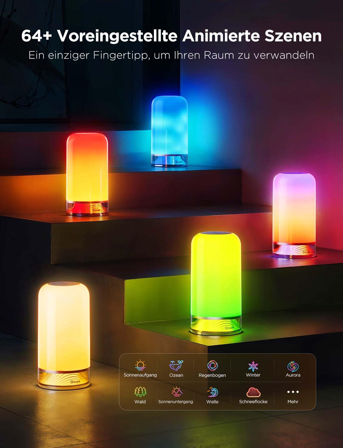Govee LED Tischlampe Touch Dimmbar RGBICWW, Steuerung von Alexa, 500 Lumen, 2700-6500K, Matter, für Wohnzimmer